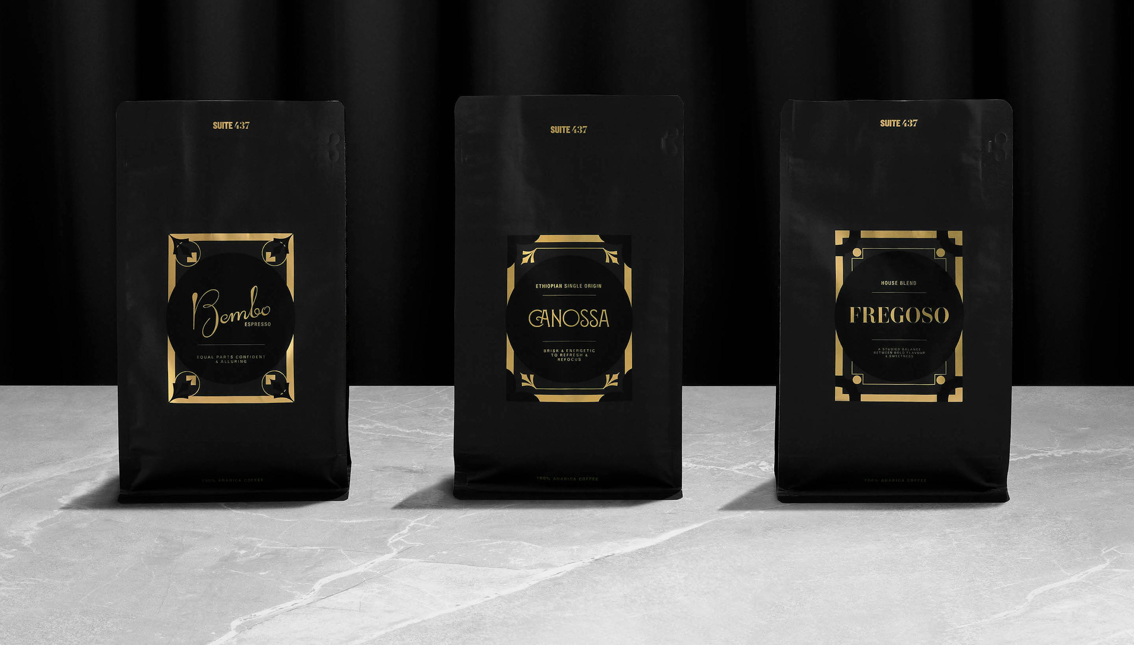 Gold printed on black packaging