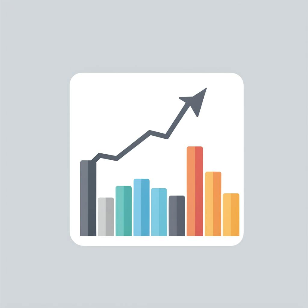 A bar chart with varying heights and colors, accompanied by an upward trending arrow, illustrating the effectiveness of a video marketing strategy.