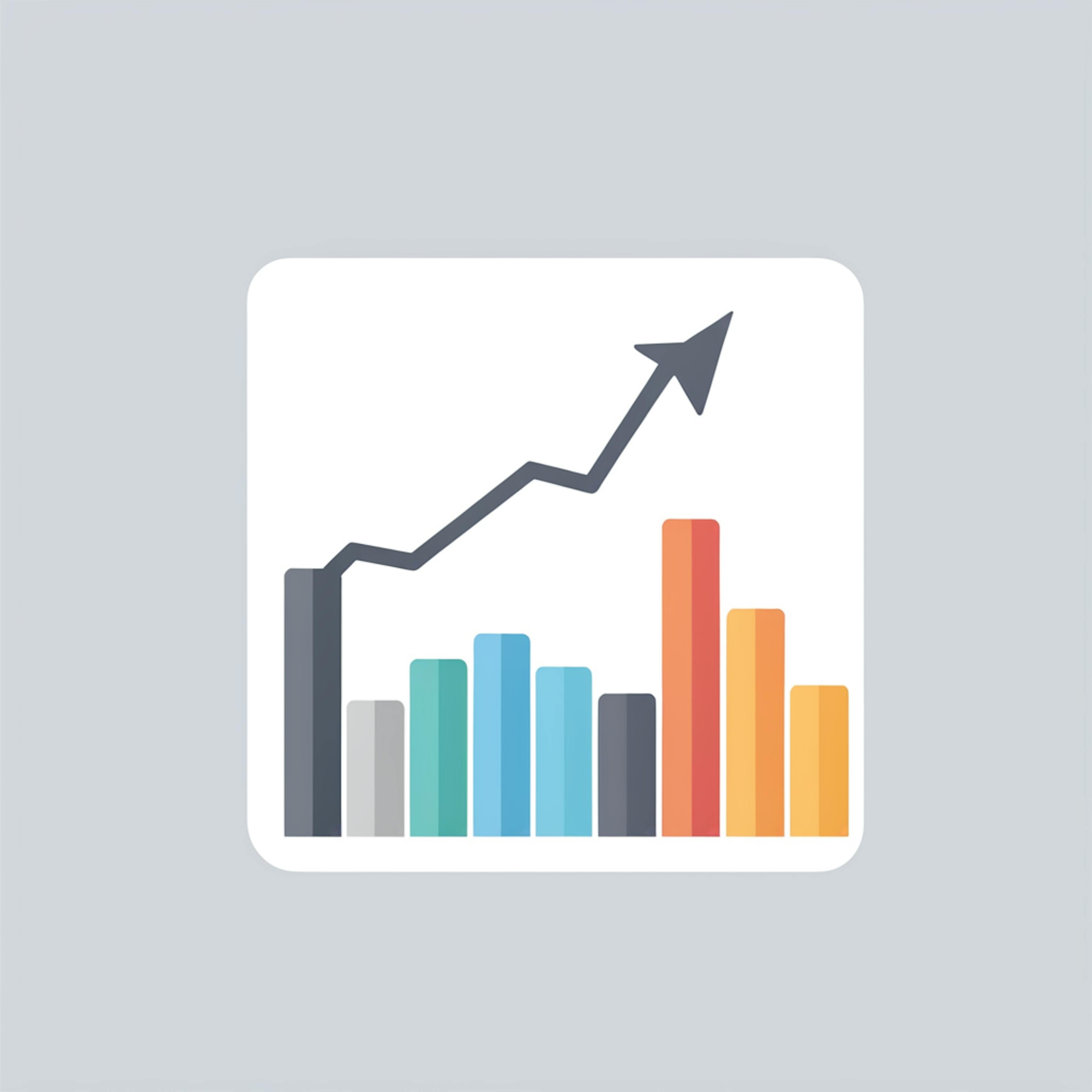 A bar chart with varying heights and colors, accompanied by an upward trending arrow, illustrating the effectiveness of a video marketing strategy.