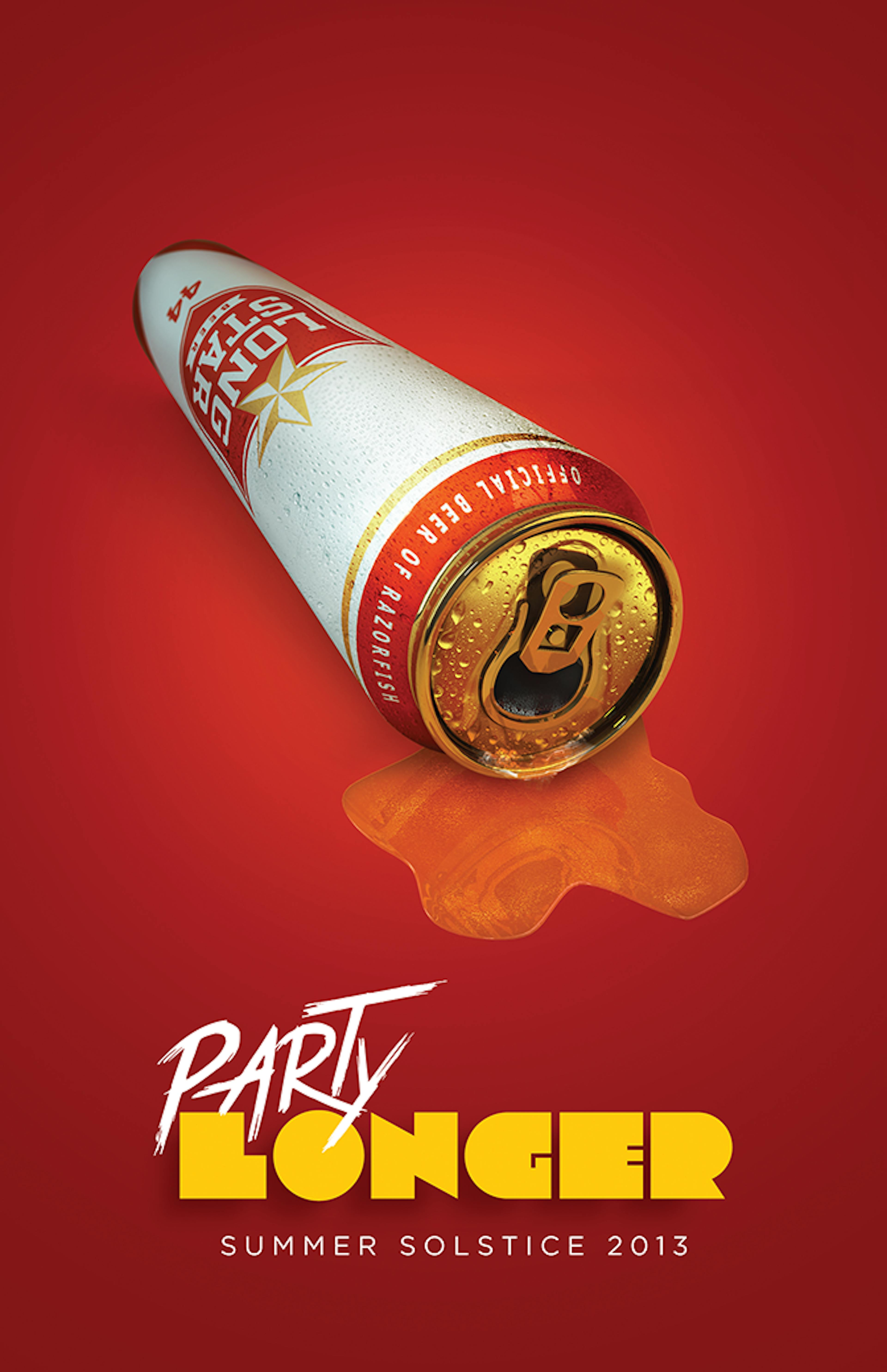 Poster for Party Longer featuring beer can