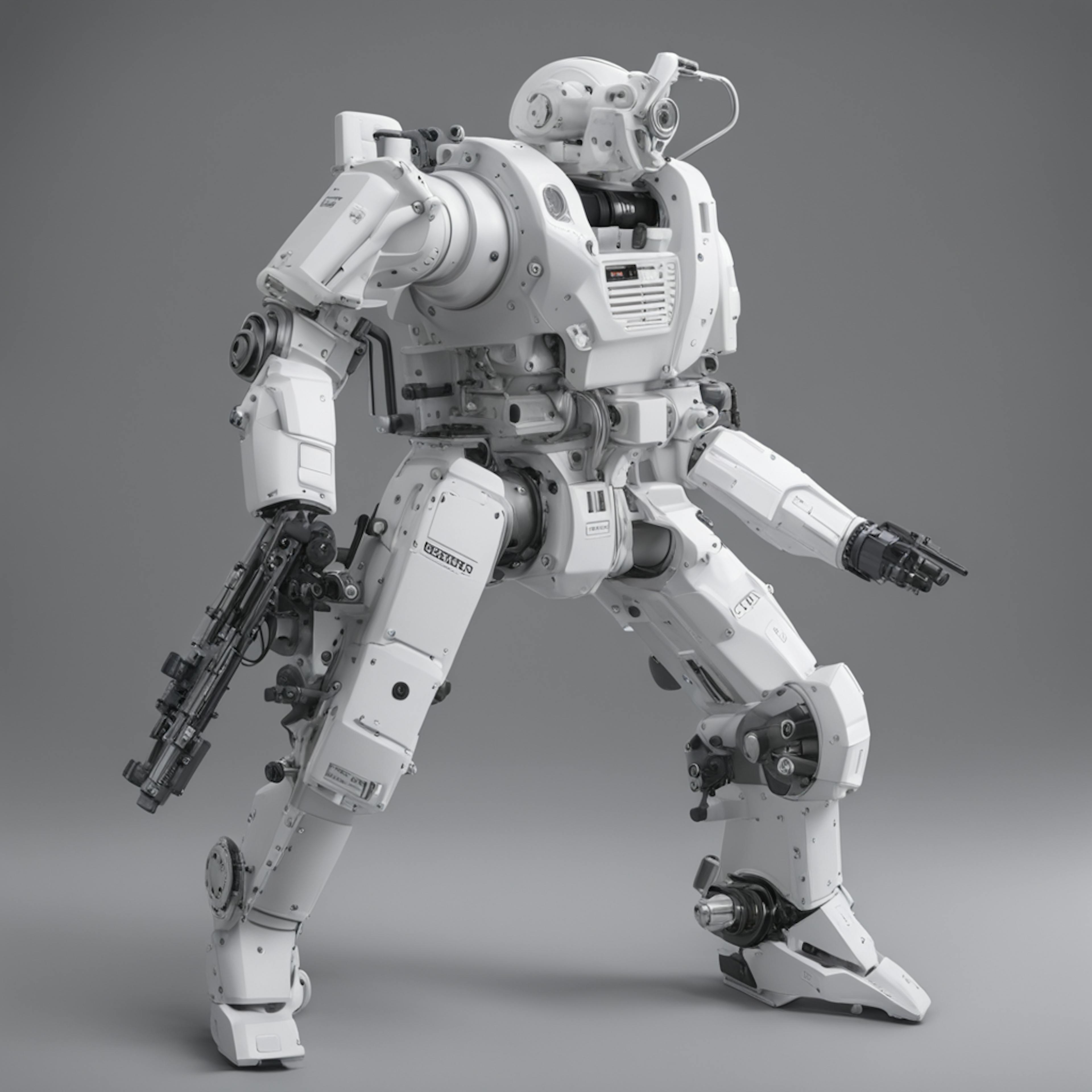 A futuristic white robot with intricate mechanical details and advanced articulation, representing the integration of natural language processing AI detectors in robotics for enhanced interaction and responsiveness.