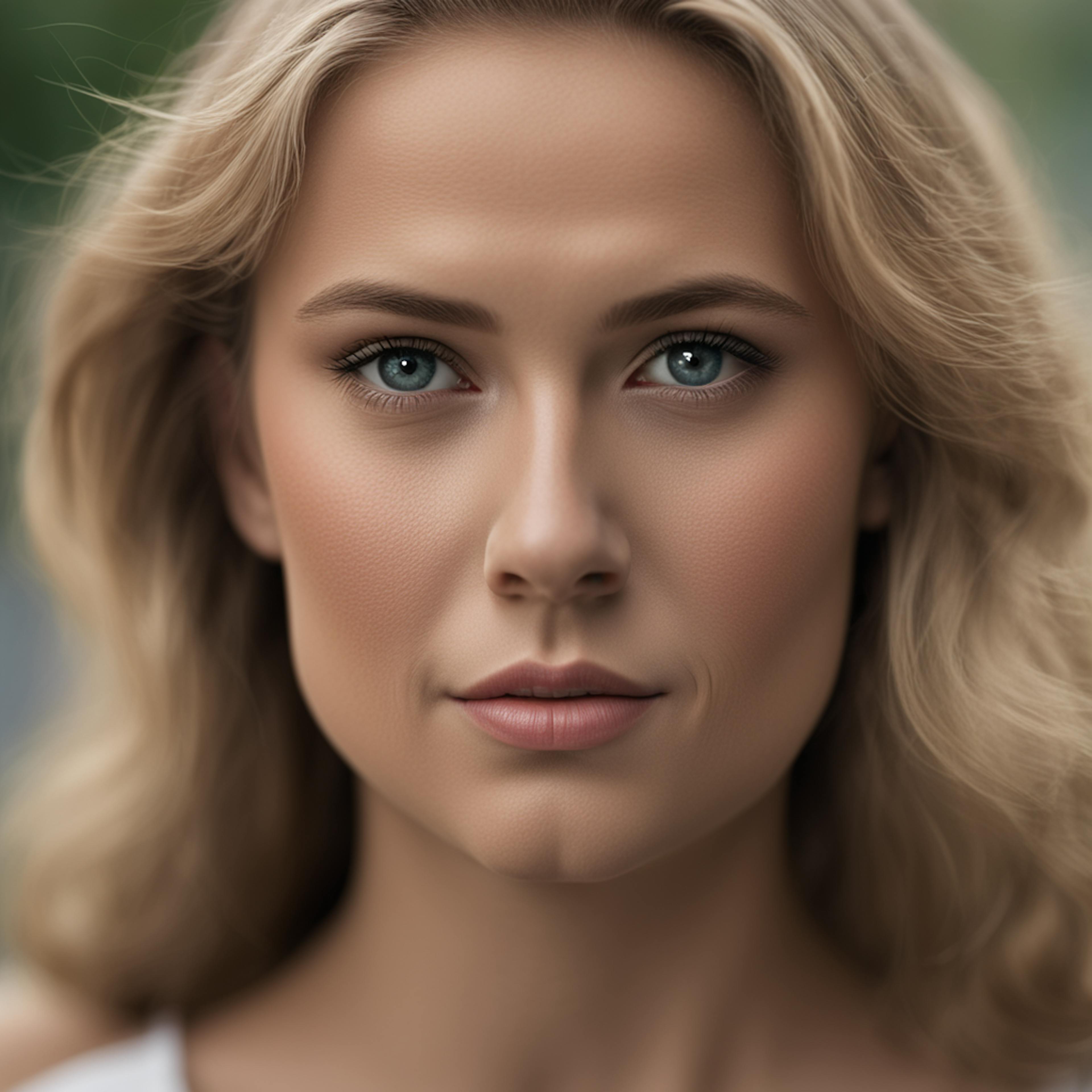 A close-up portrait of a confident woman with blonde hair and clear blue eyes, exuding a sense of determination and focus, symbolizing a targeted and impactful marketing strategy for a new product launch.