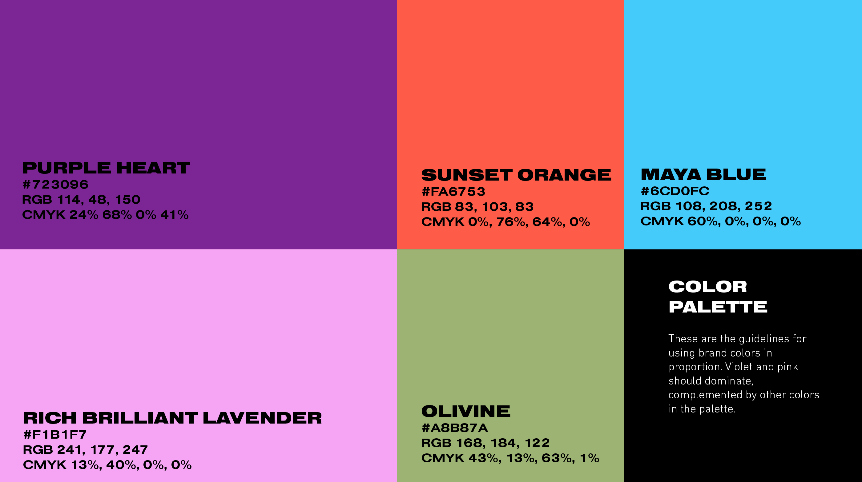 Color palette for a design