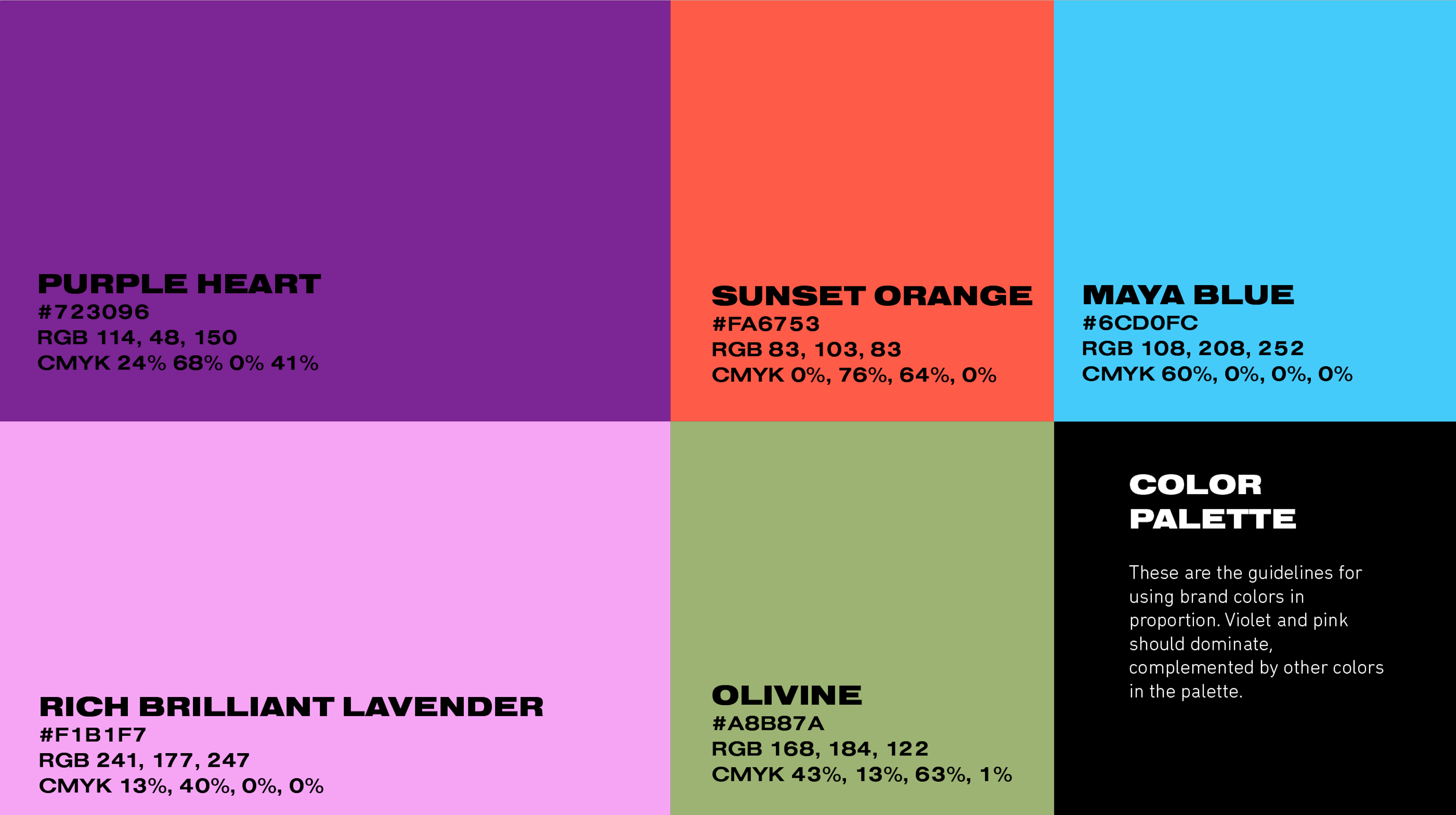 Color palette for a design