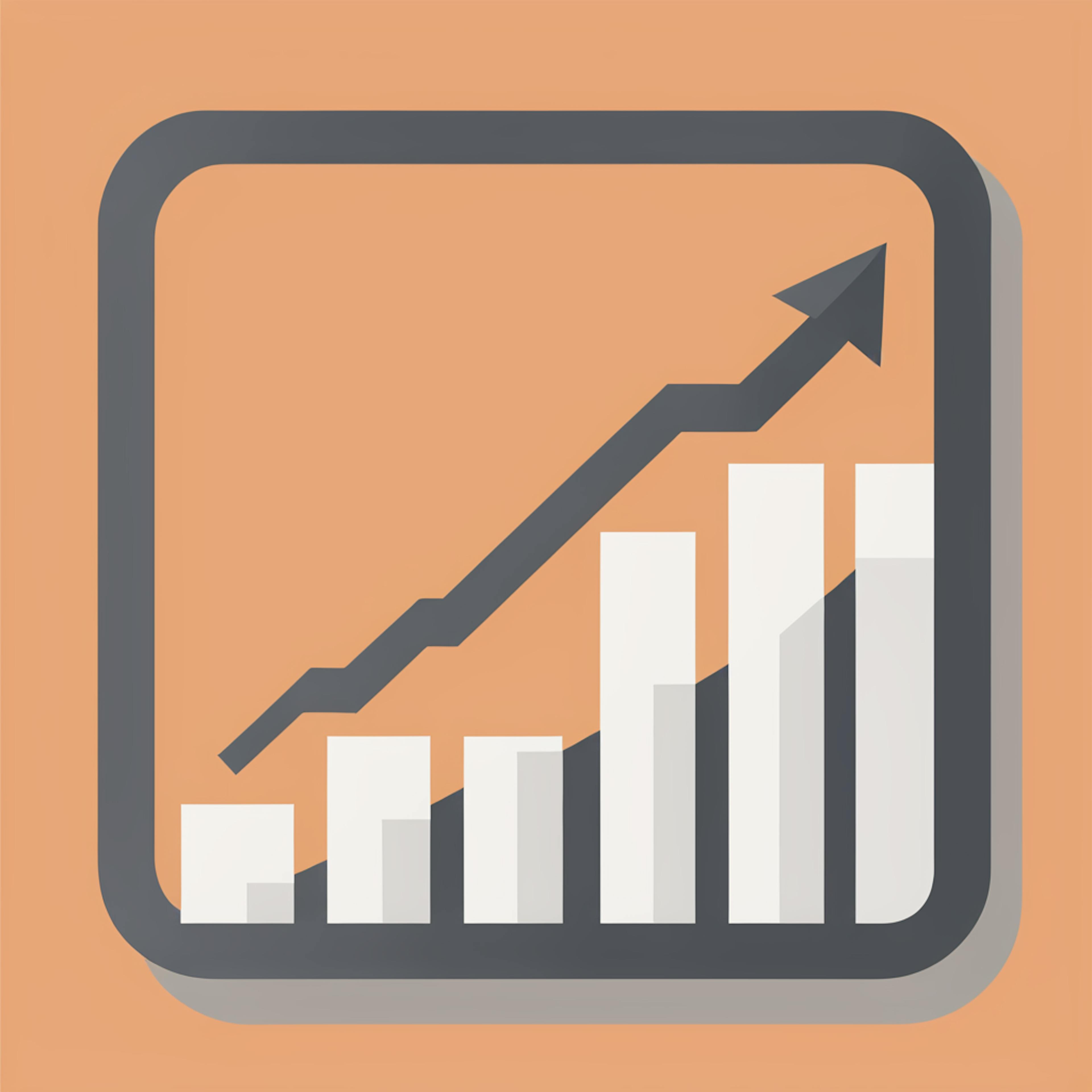 A graphic icon depicting an upward trending arrow over a bar chart, symbolizing a highly converting visual element for business growth.