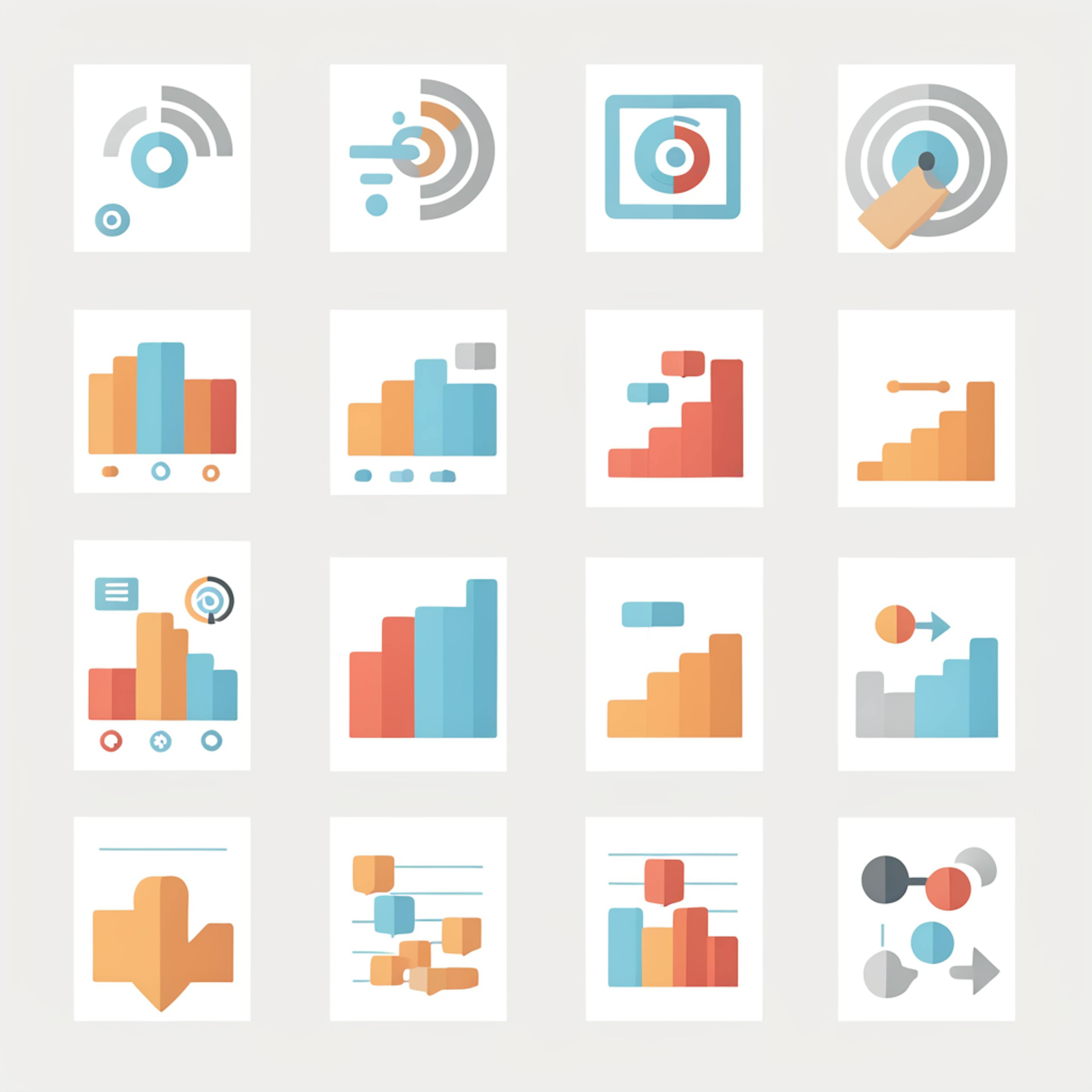 A collection of various data visualization icons, including charts and graphs, ideal for creating a highly converting dashboard or presentation.