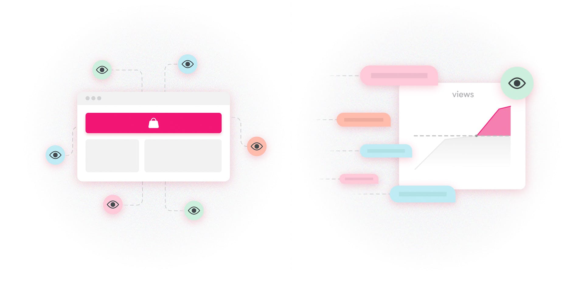 Whimsical illustration featuring diverse characters interacting with floating UI elements, reflecting Lily AI’s personalized and human-centered digital experience.