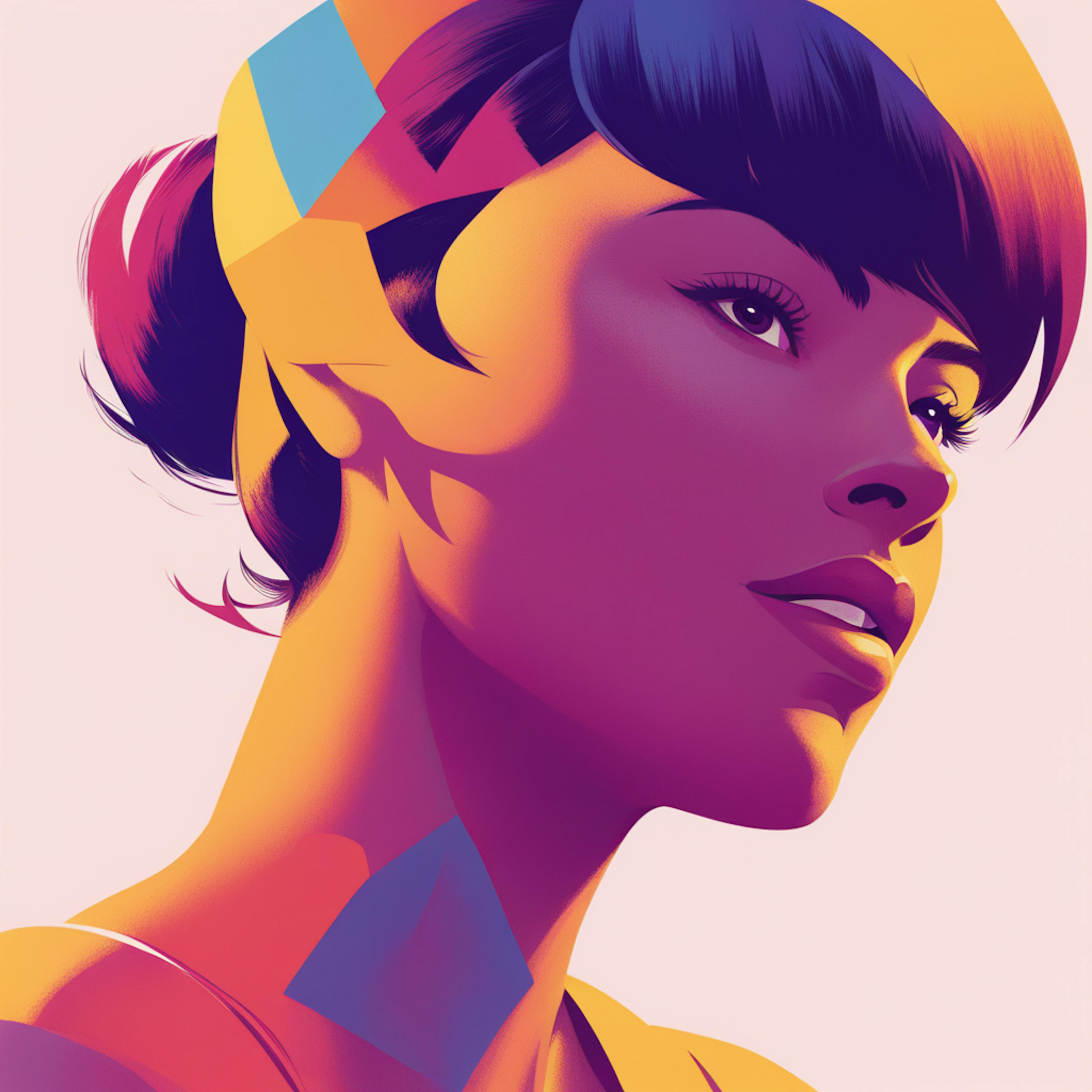 A stylized portrait in vibrant colors, symbolizing creative and dynamic content creation.