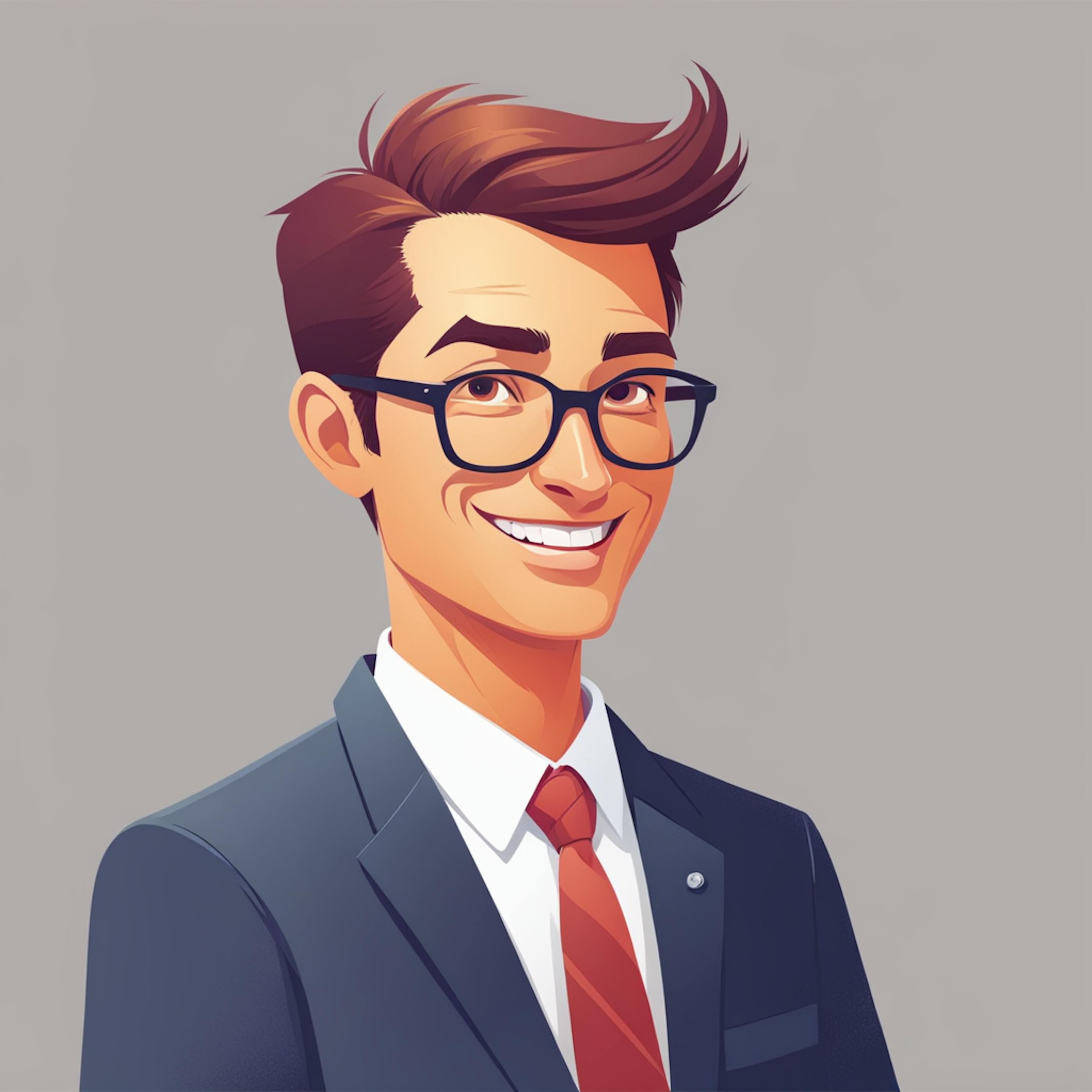 A young, smiling businessman with stylish glasses and a neat suit looks confidently into the distance, embodying ambition and strategic insight—a perfect image to illustrate the impact of top marketing analytics tools in achieving business goals and growth.