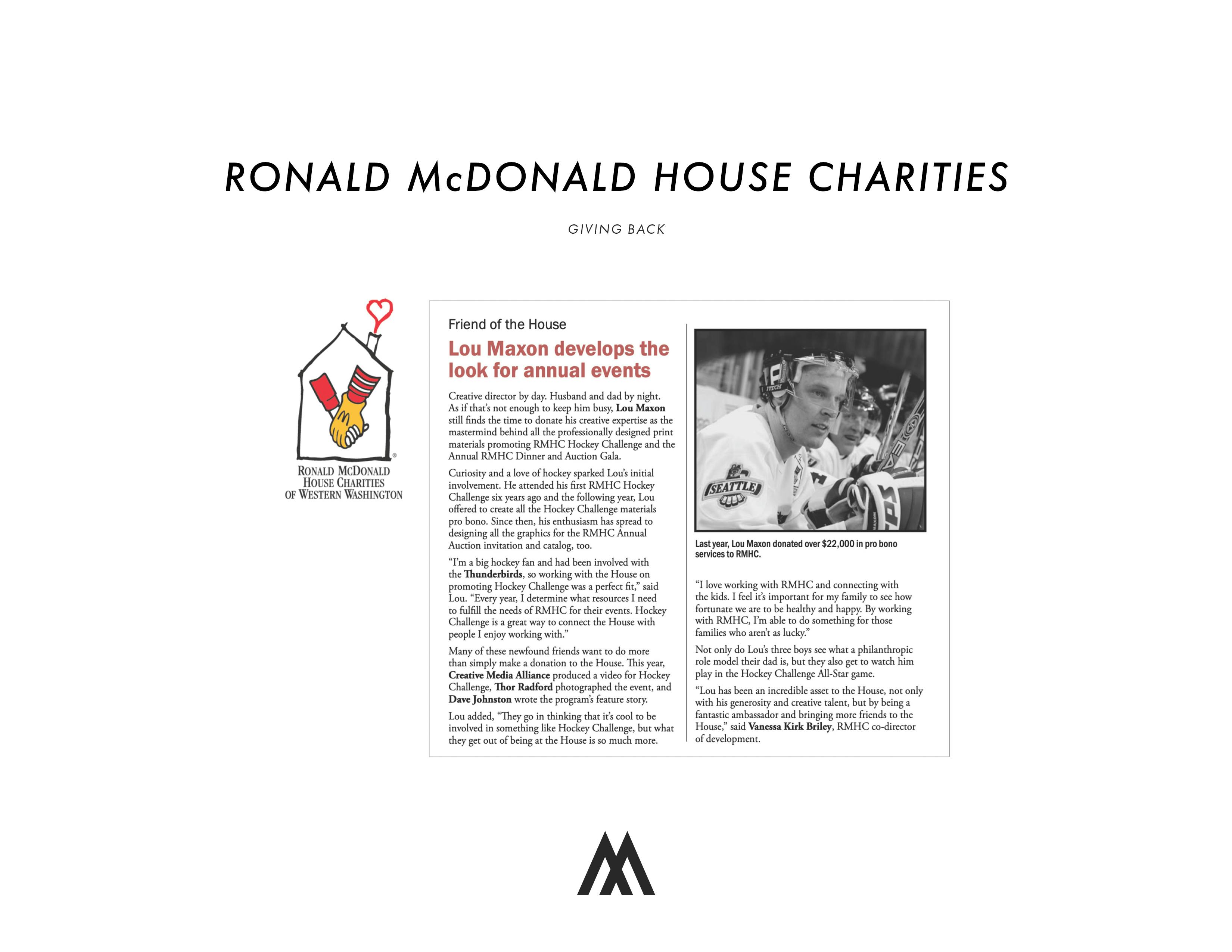Article about Ronald McDonald House Charities