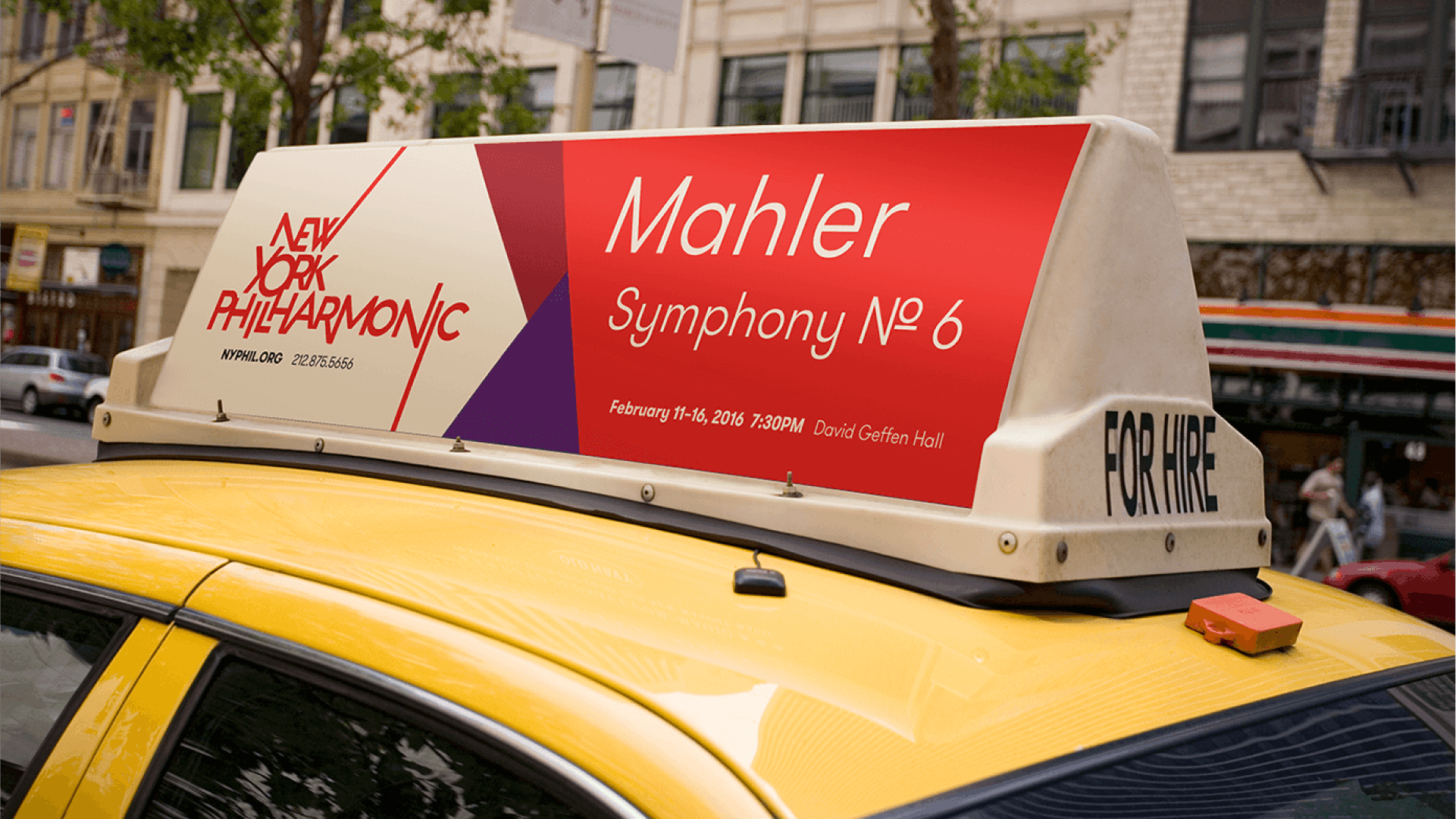 New York Philharmonic ad on a taxi