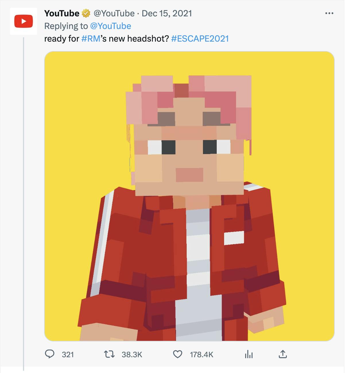 social post of minecraft character