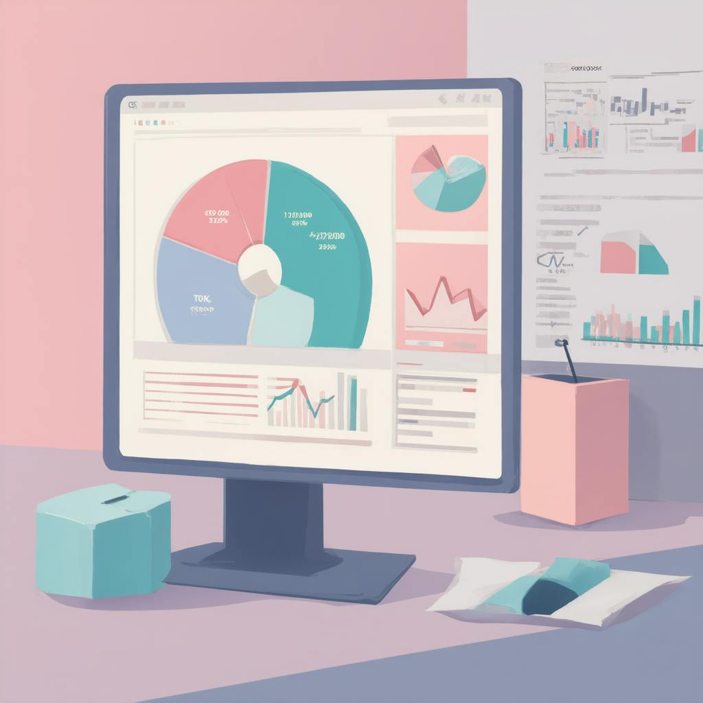 Modern workspace with a computer monitor displaying analytics dashboards and colorful graphs, highlighting creative web solutions for business growth.
