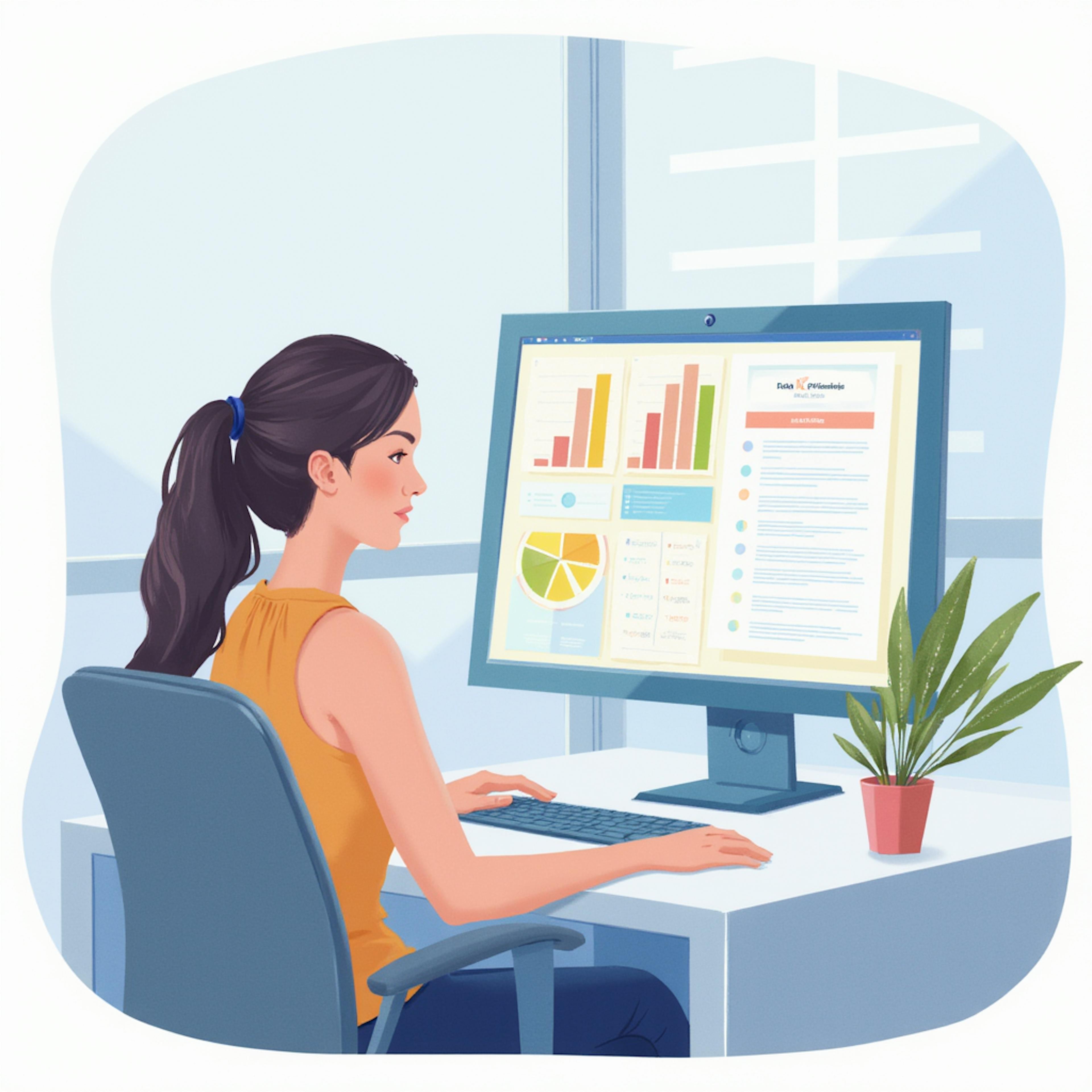 A marketing professional analyzing charts and graphs on a large screen, demonstrating the use of a campaign manager CRM to track engagement metrics.