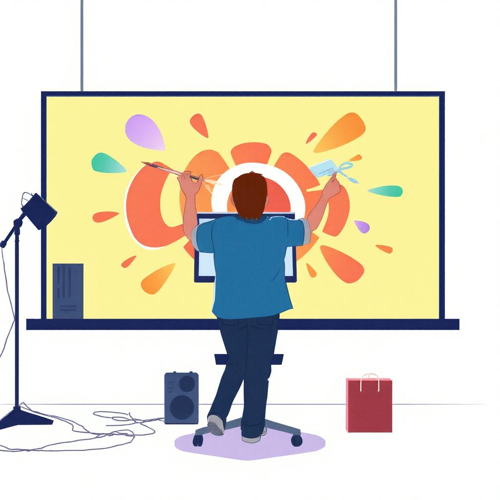 An illustrator painting a vibrant animated design on a digital screen, showcasing the creative advantages of motion graphics in modern visual storytelling.