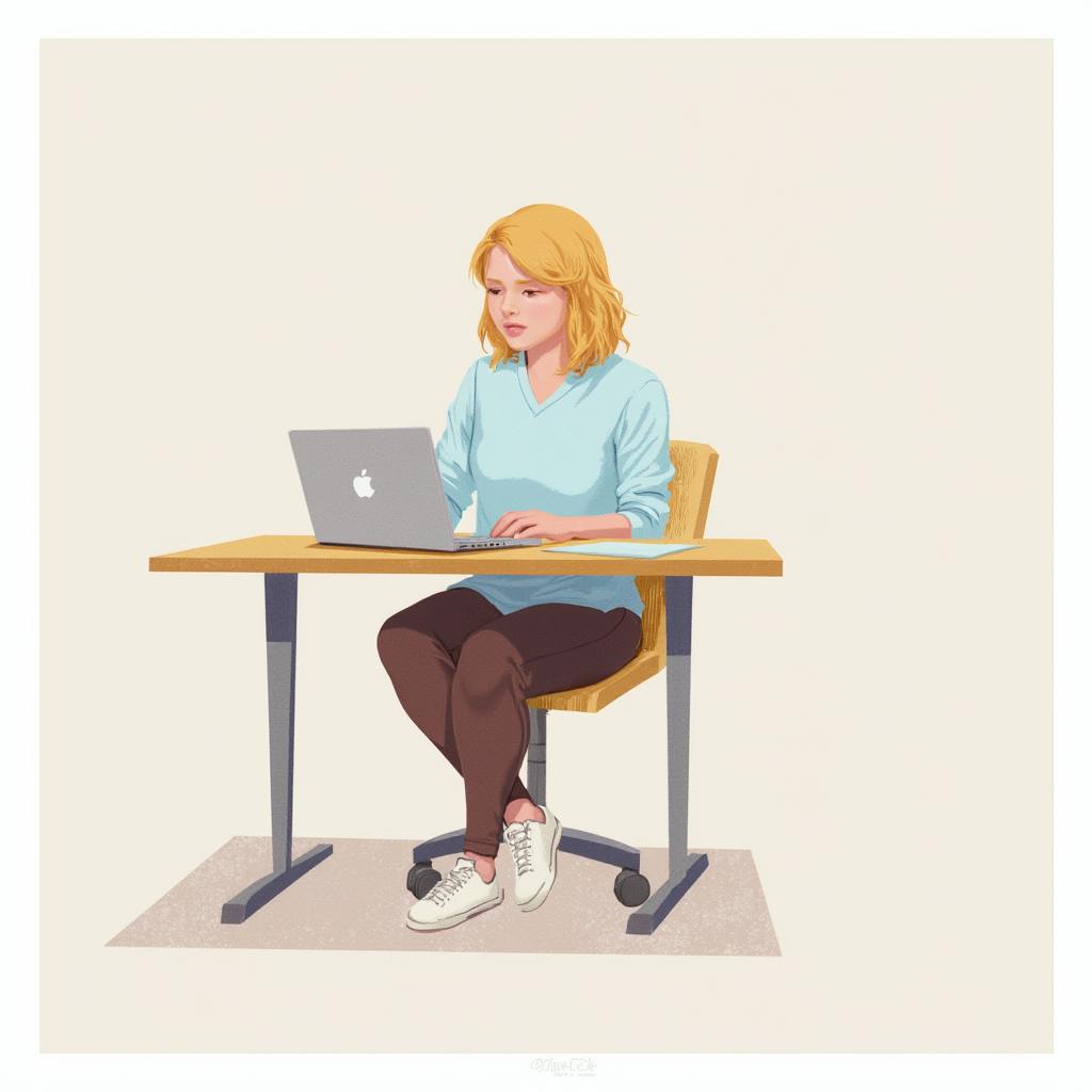 A woman focused on her laptop at a desk, suggesting how to make SEO keywords by analyzing content and organizing ideas.