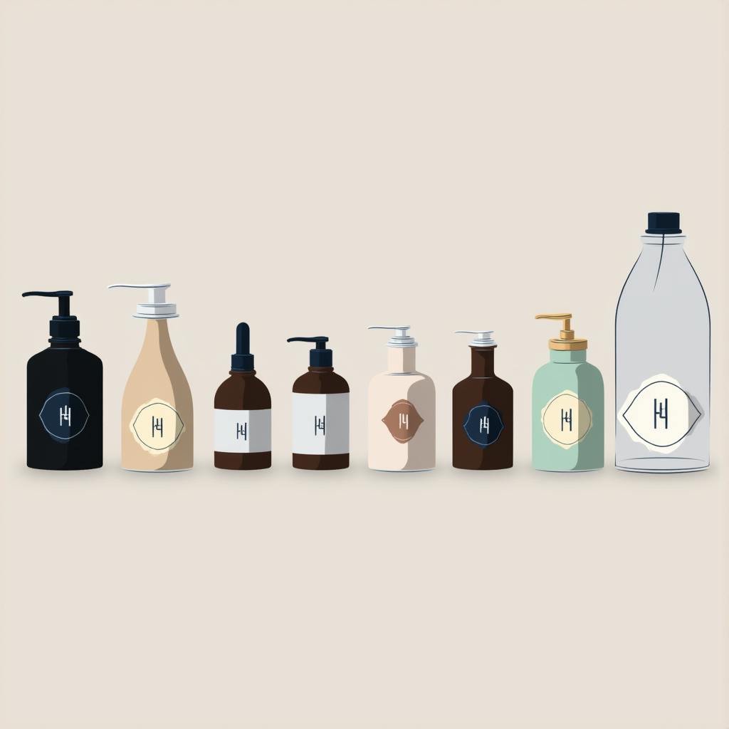 Variety of skincare bottles with cohesive branding, illustrating how consistent packaging builds strong brand recognition and customer trust.