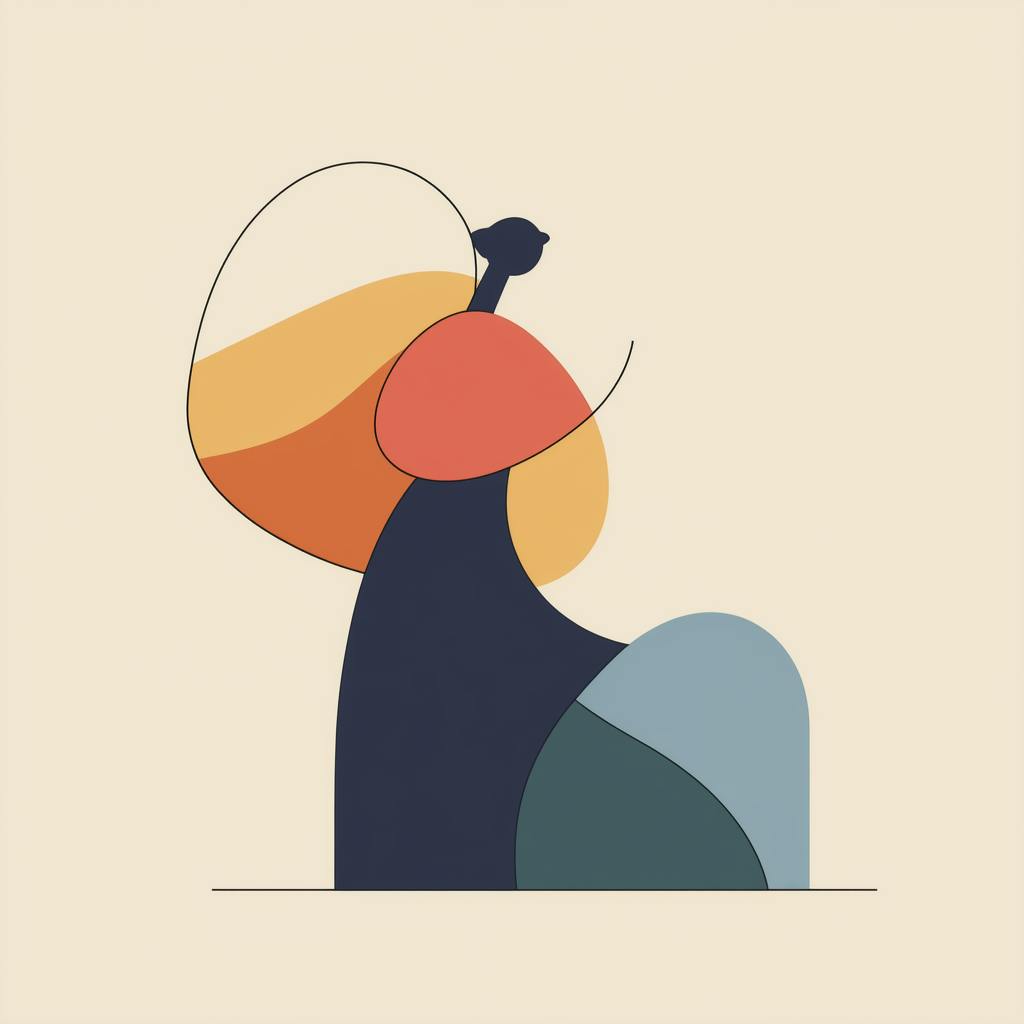 Minimalist abstract artwork using geometric forms and warm tones, showcasing modern aesthetics within various fields of graphic design