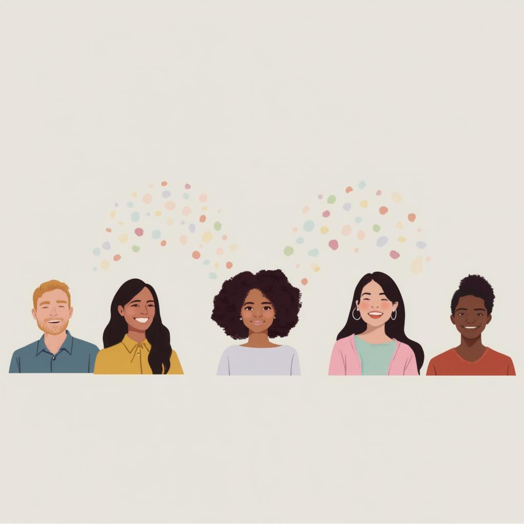 Illustration of diverse individuals sharing ideas, representing collaboration and feedback in building a strong Design System UX for consistency.