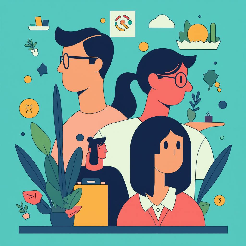 llustration of a diverse team working with digital elements, symbolizing collaboration to audit UX design for improved user experience and usability.