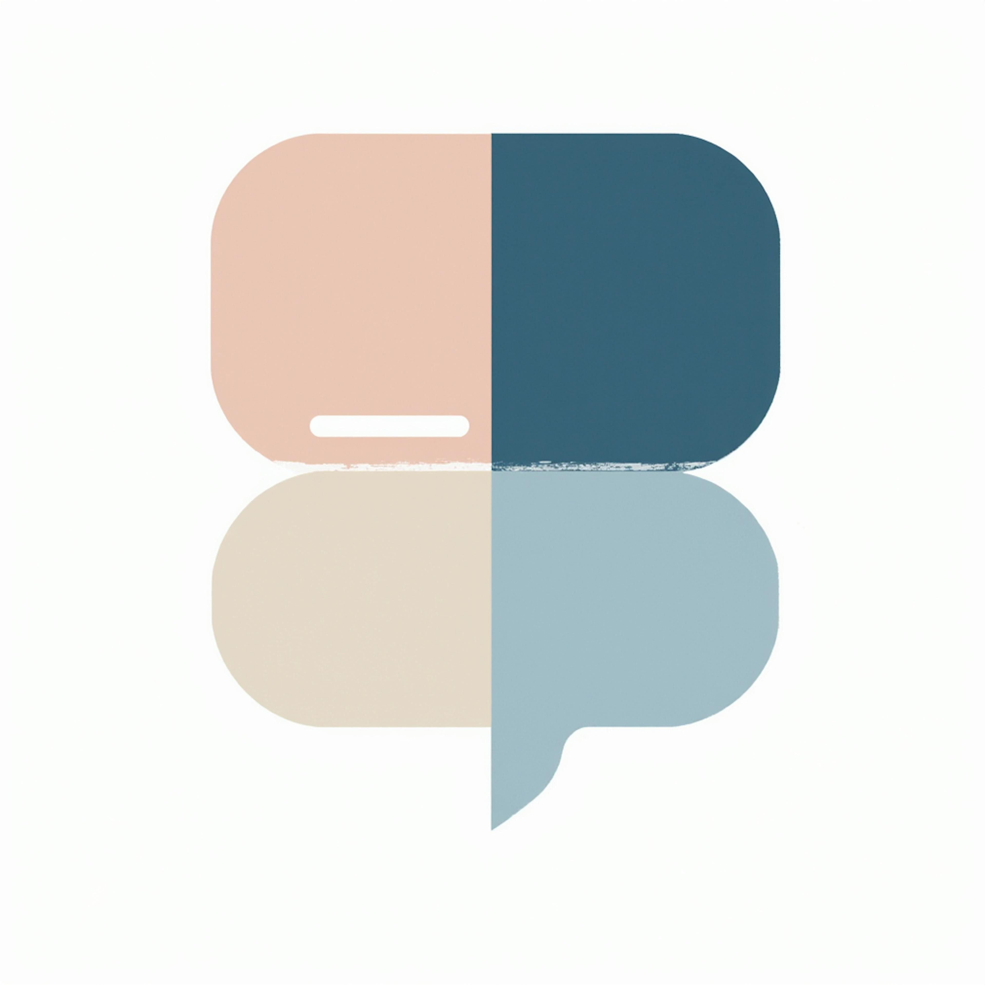 Minimalist illustration of chat bubble shapes in contrasting colors, symbolizing creativity and communication in designing typefaces.