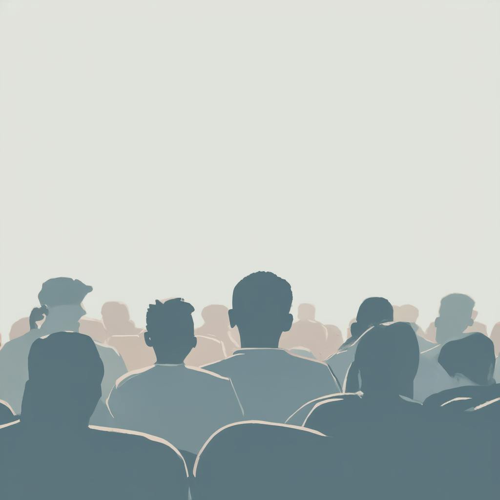 Illustration of a crowd in muted tones, symbolizing the impact of brand tones on audience perception and emotional connection.