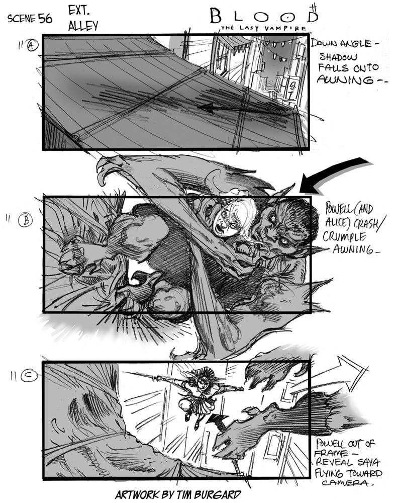 Storyboards from Blood the Last Vampire