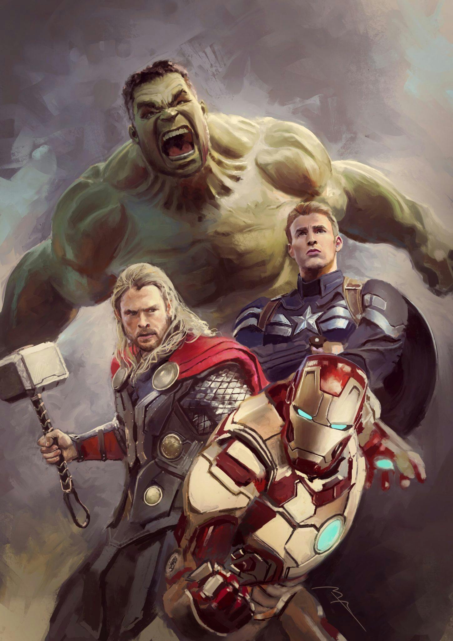 Iconography art examples featuring superhero characters like Hulk, Thor, Captain America, and Iron Man, highlighting modern cultural symbolism in art.