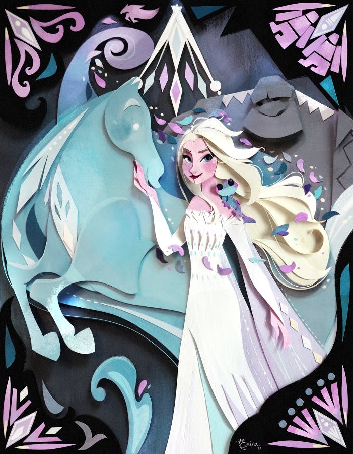A stylized portrait of Elsa from Disney's Frozen