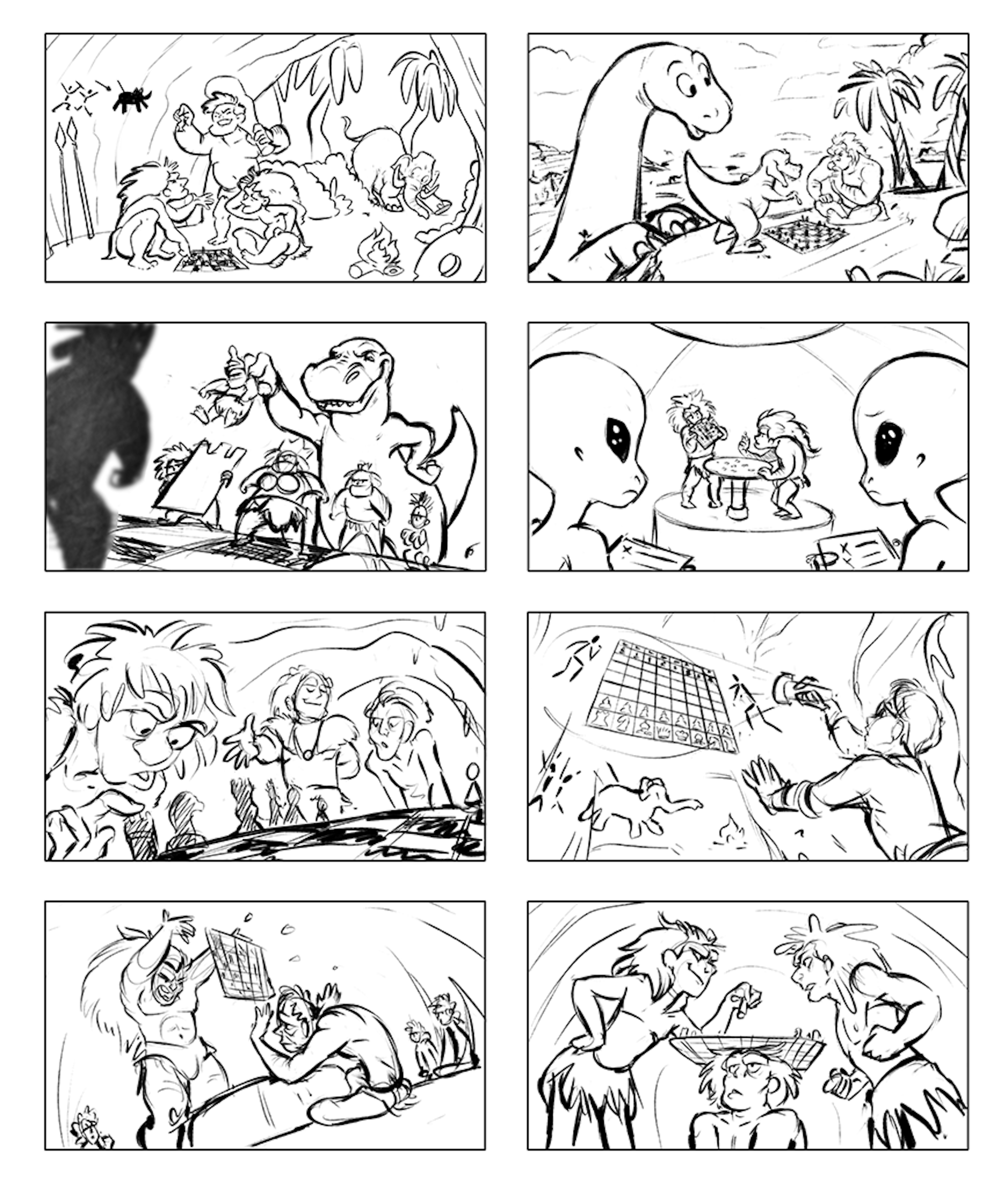 Storyboards of an alien game