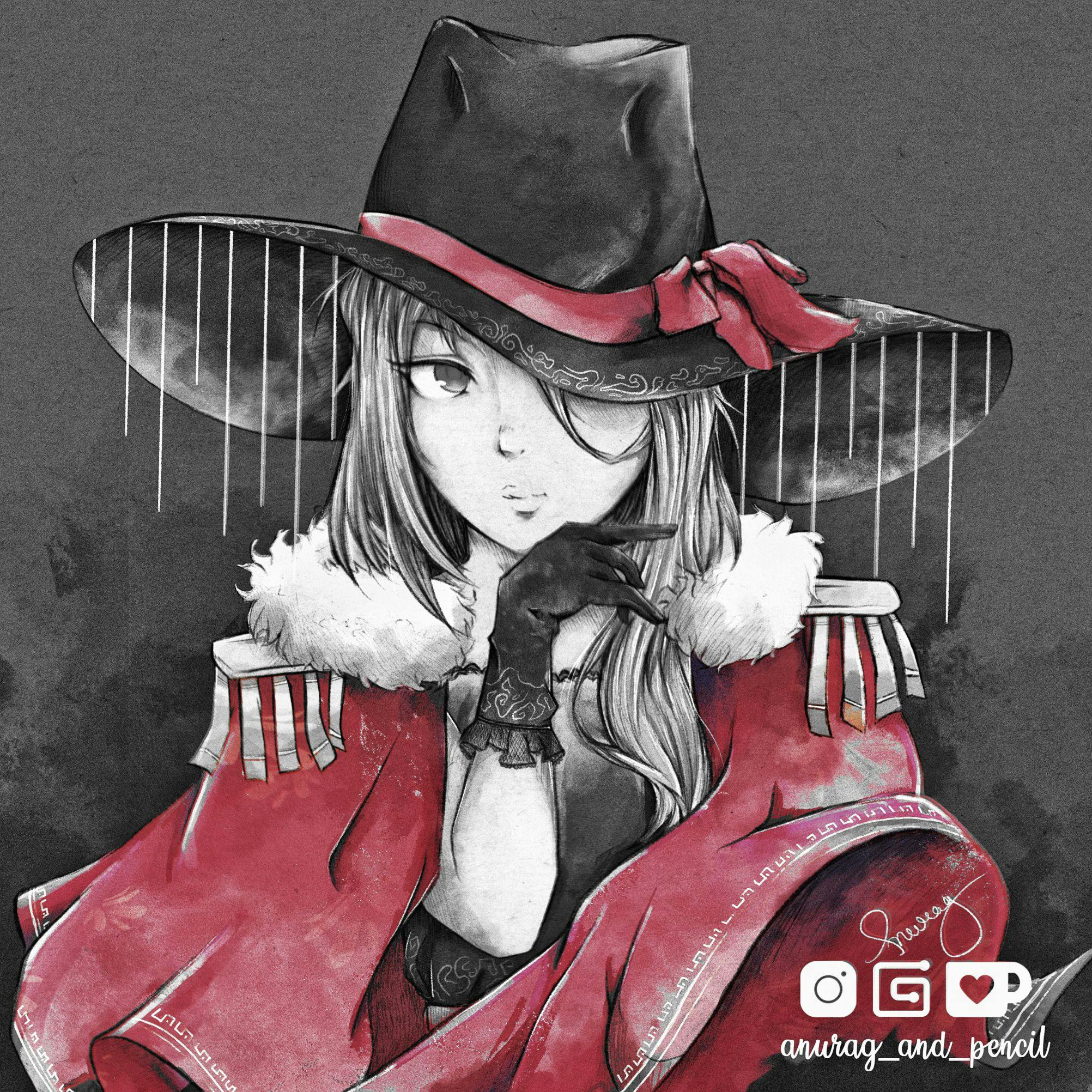 A woman in a black hat