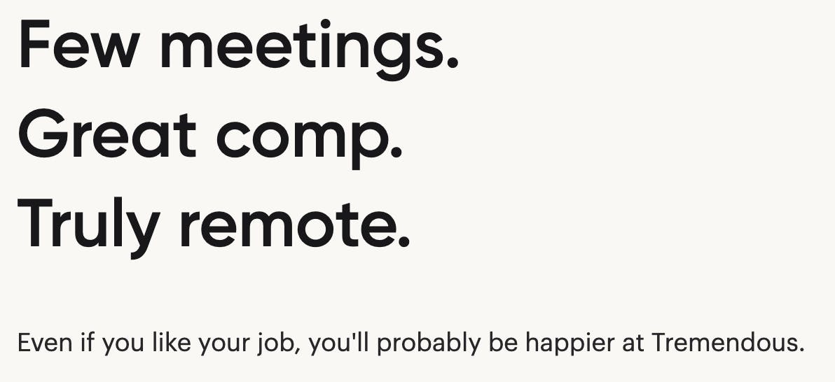 An ad for Tremendous