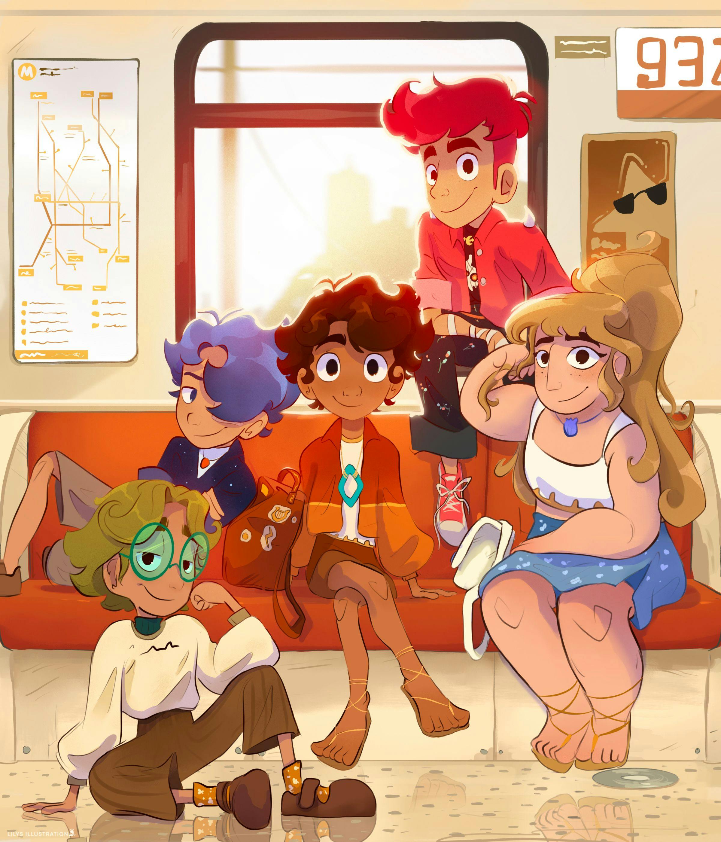 Children on a subway