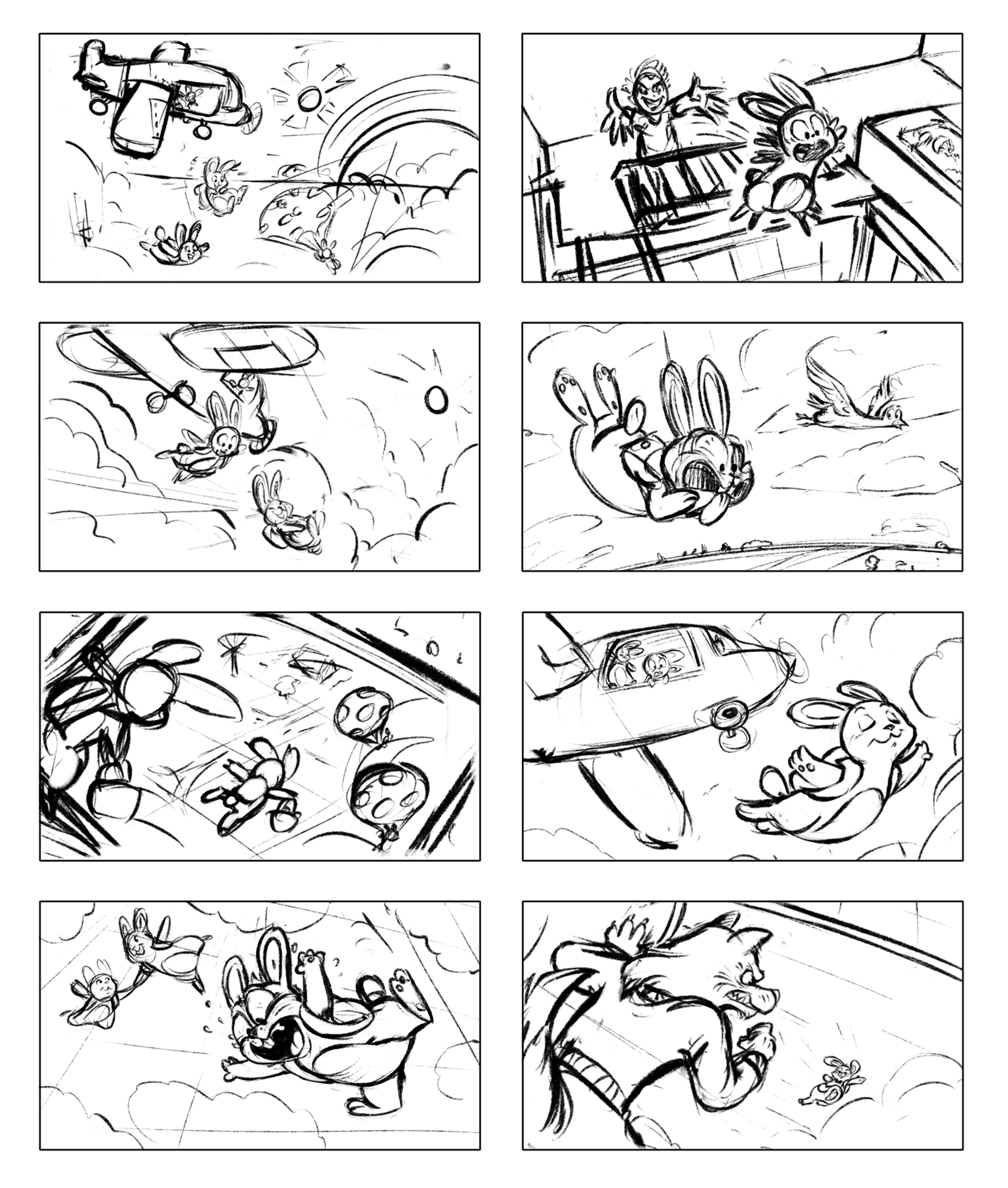 Storyboards of a falling scene