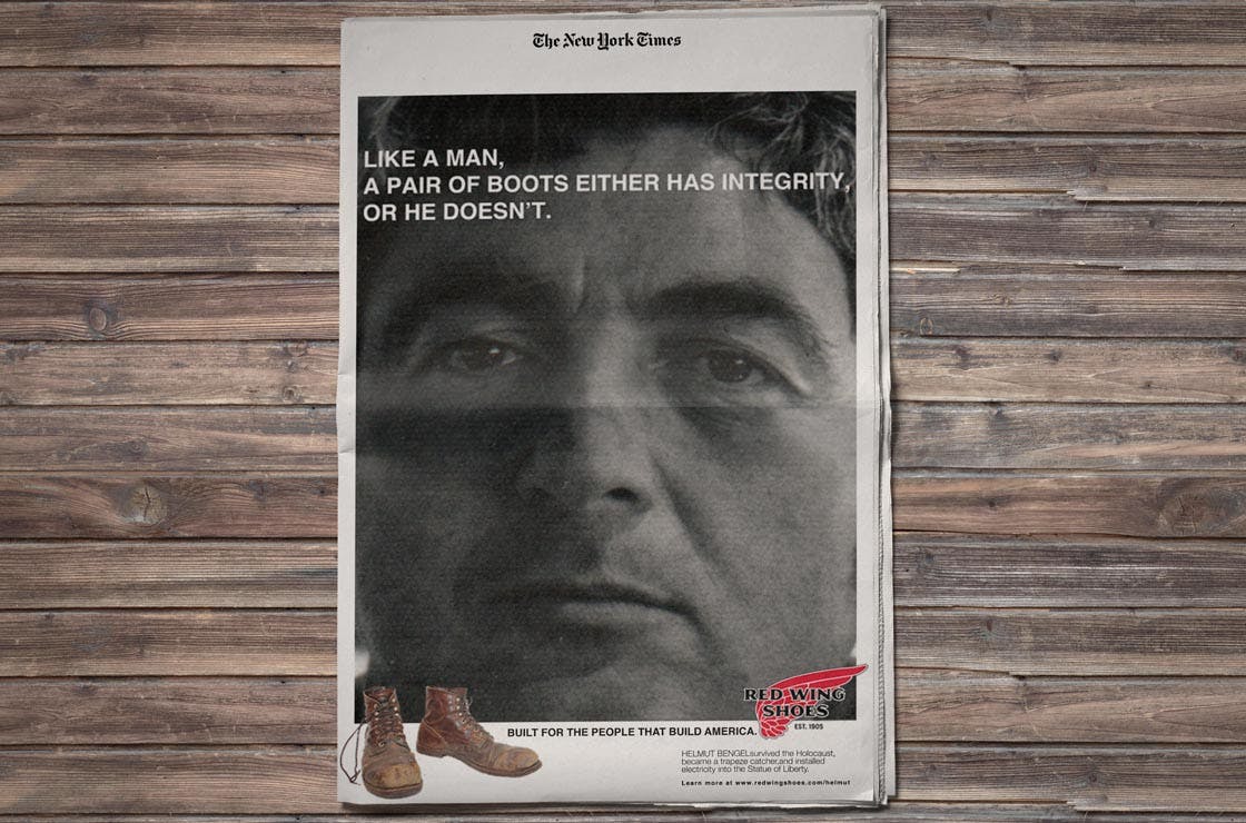 New York Times full page ad for boots