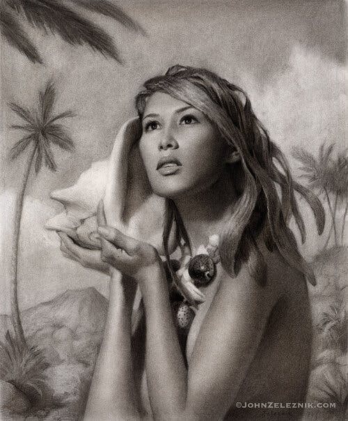 Drawing of a tropical woman