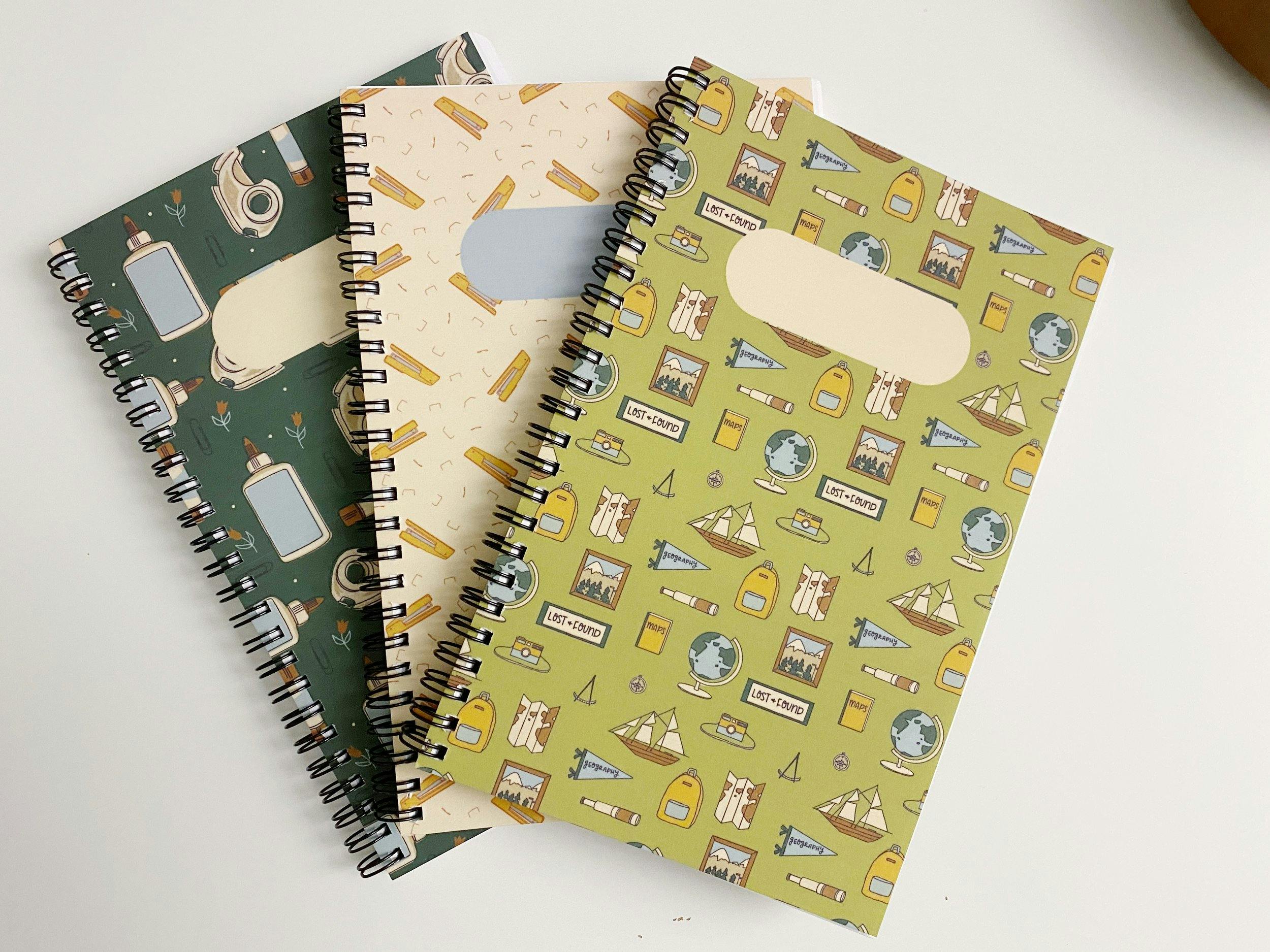 Patterns applied to notebook covers