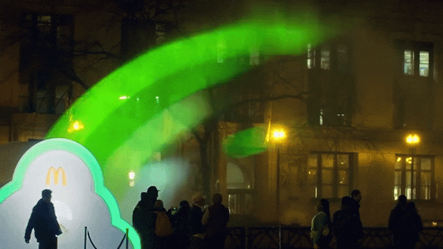 Mcdonald's ad with a green rainbow
