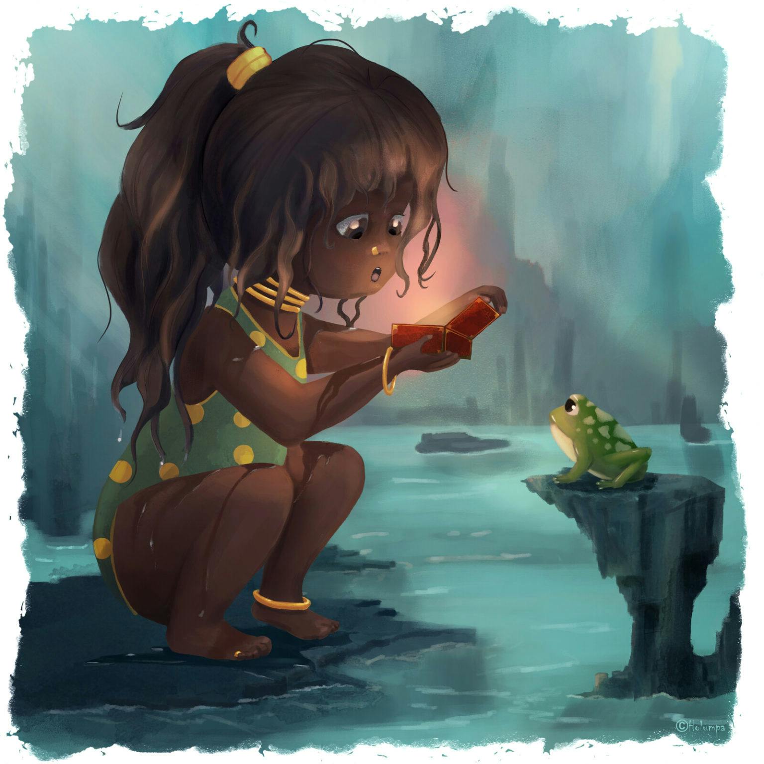 A girl in a swamp