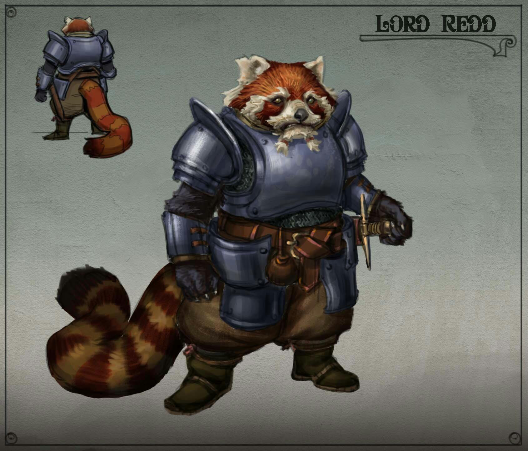 An armored red panda