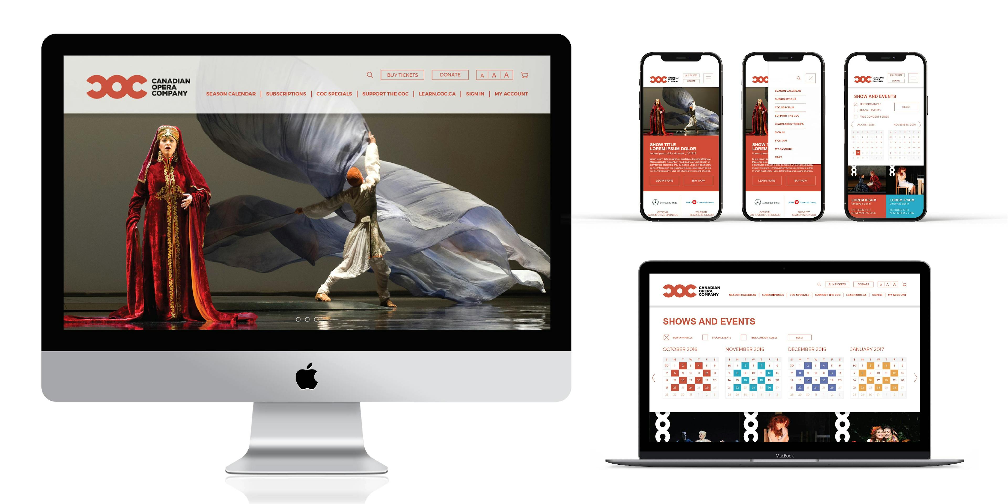 Website design for Canadian Opera Company