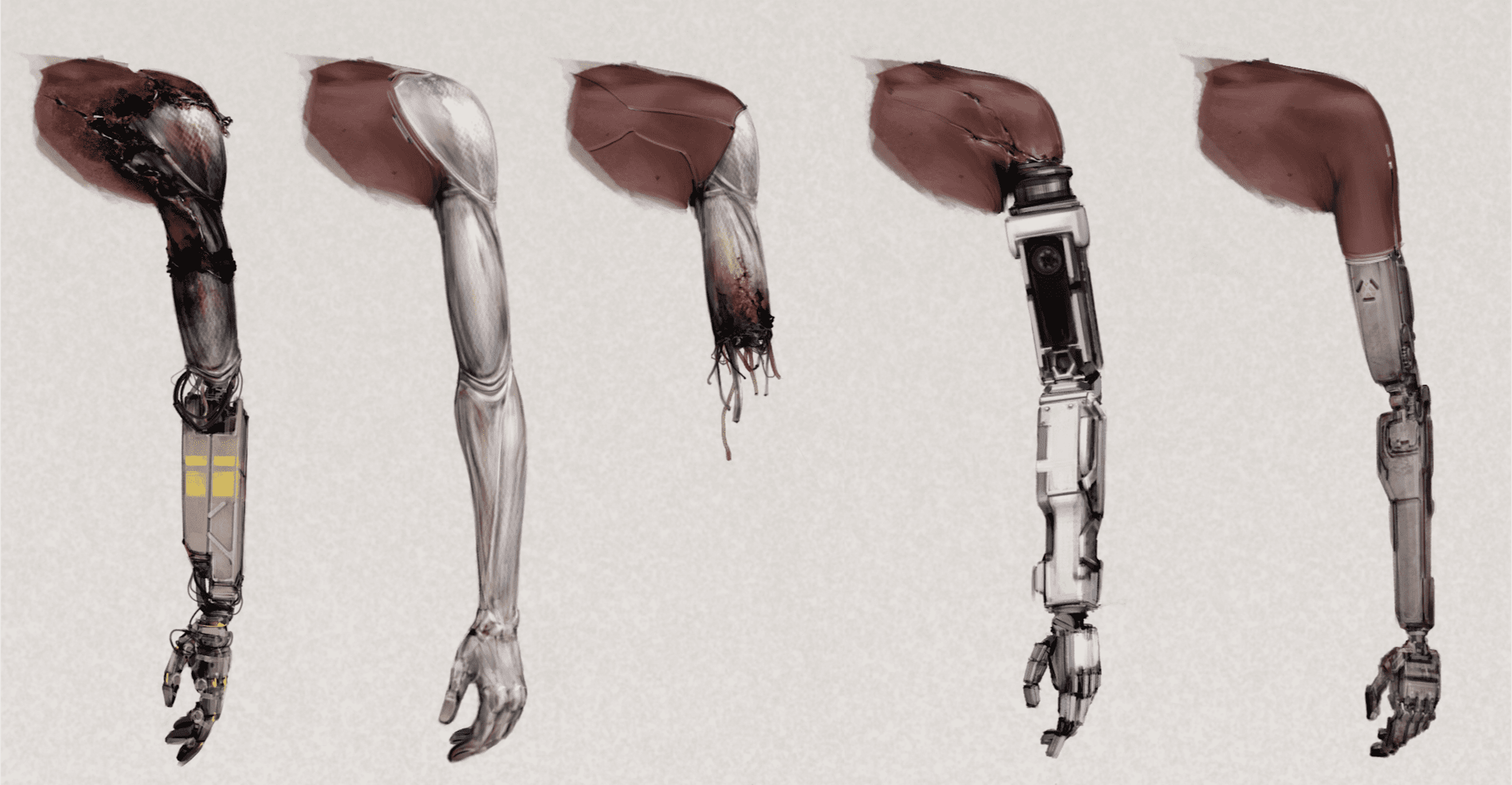 Concept art of sci fi prosthetic arms