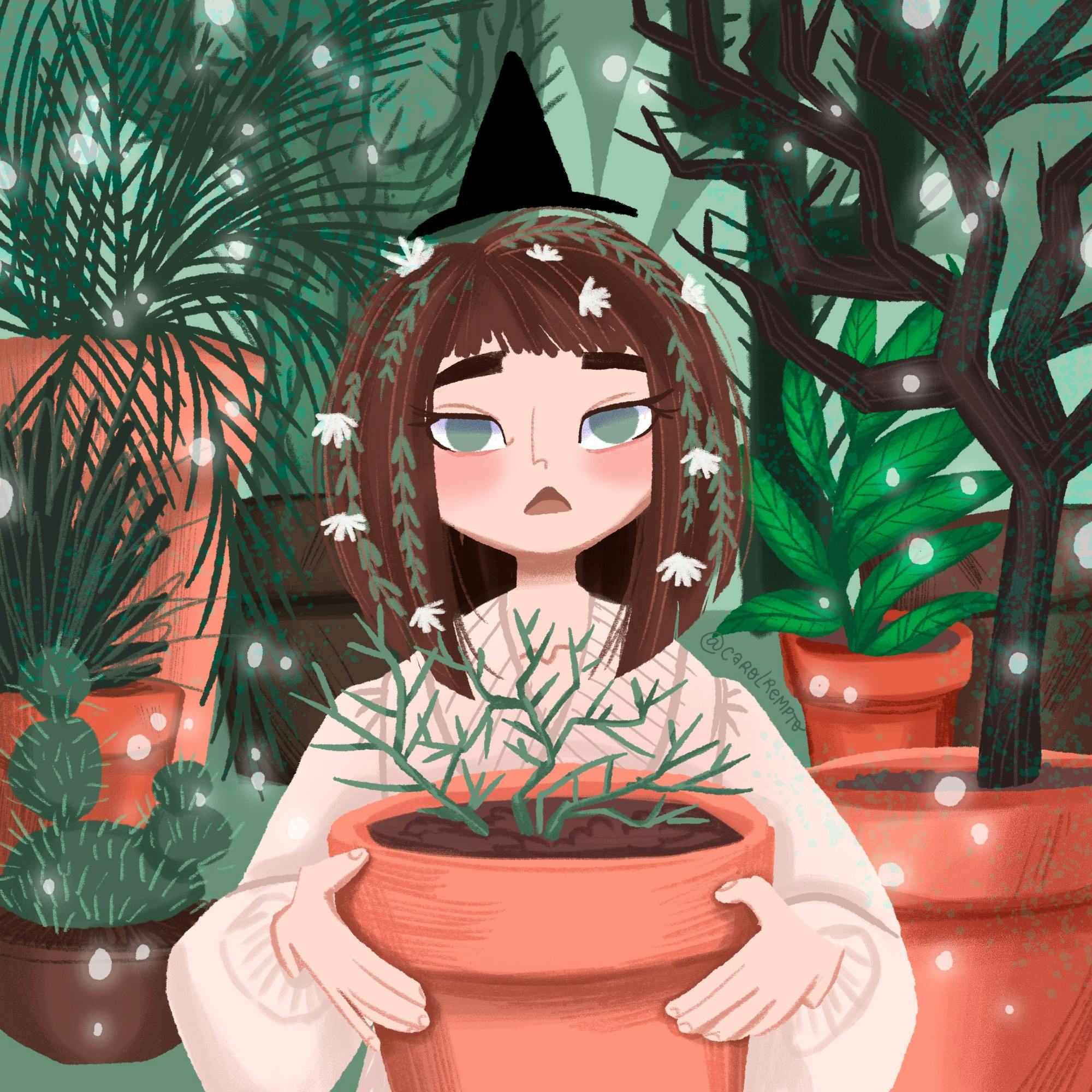 A girl with a pot