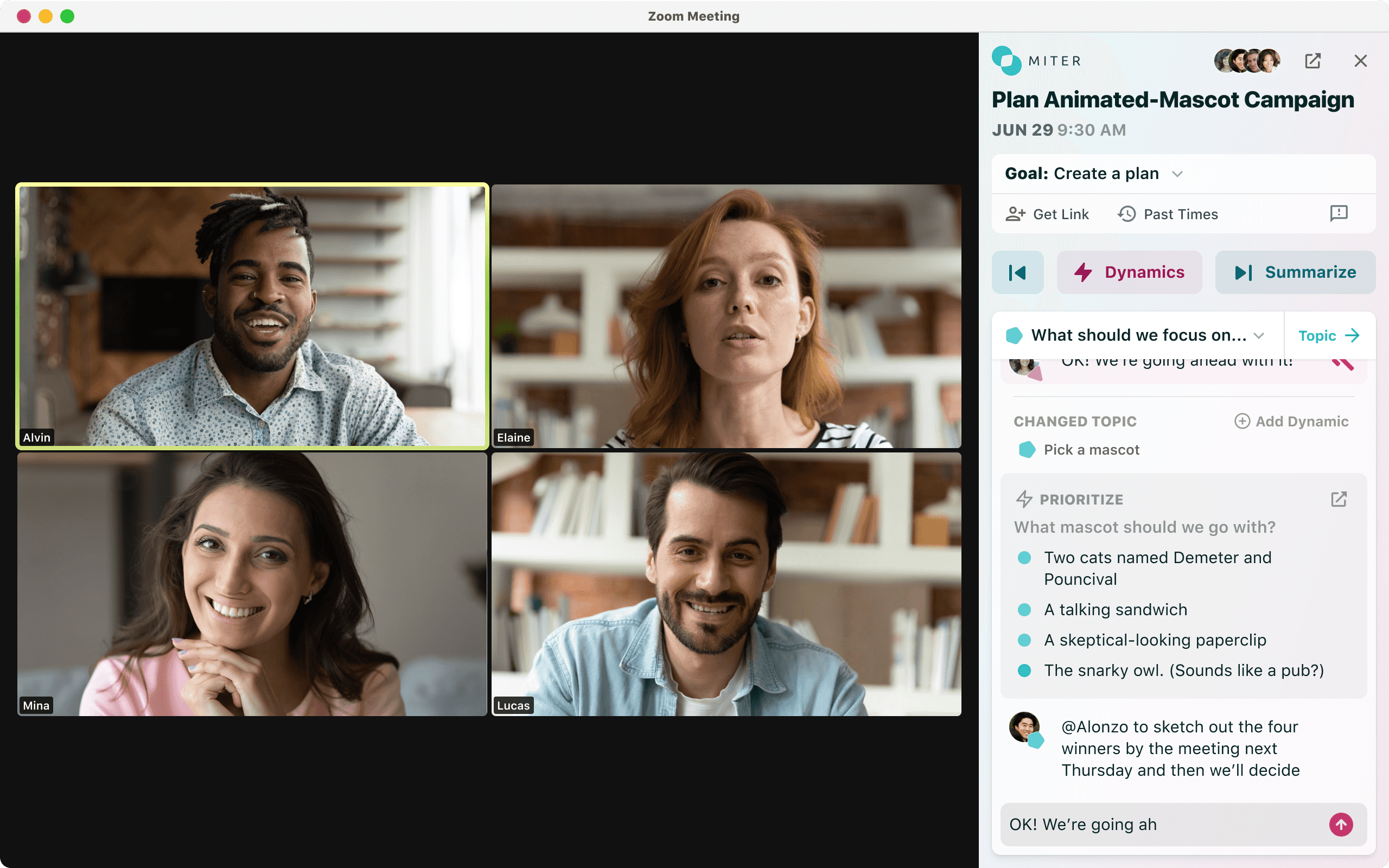 Miter video chat UI