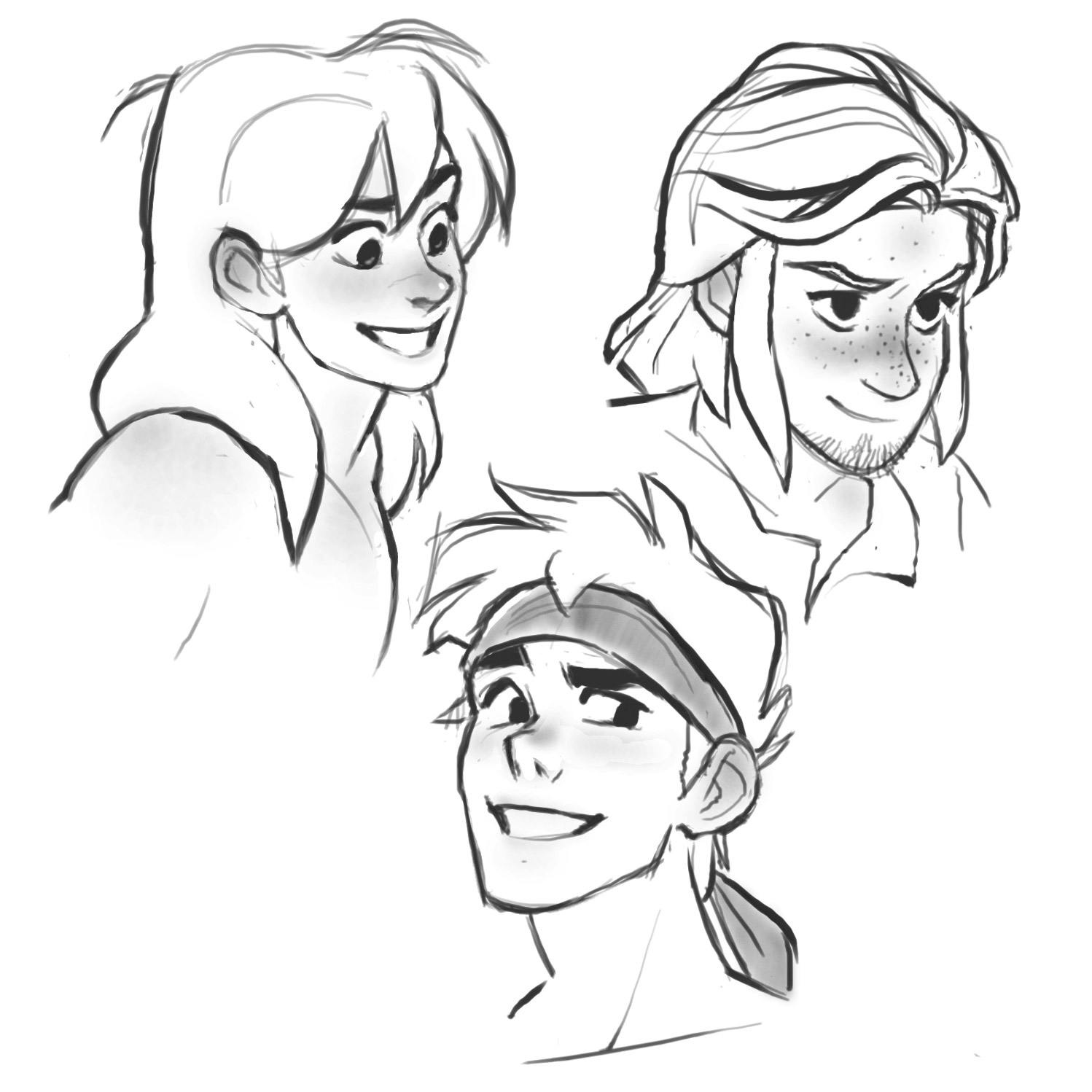 Male head character studies