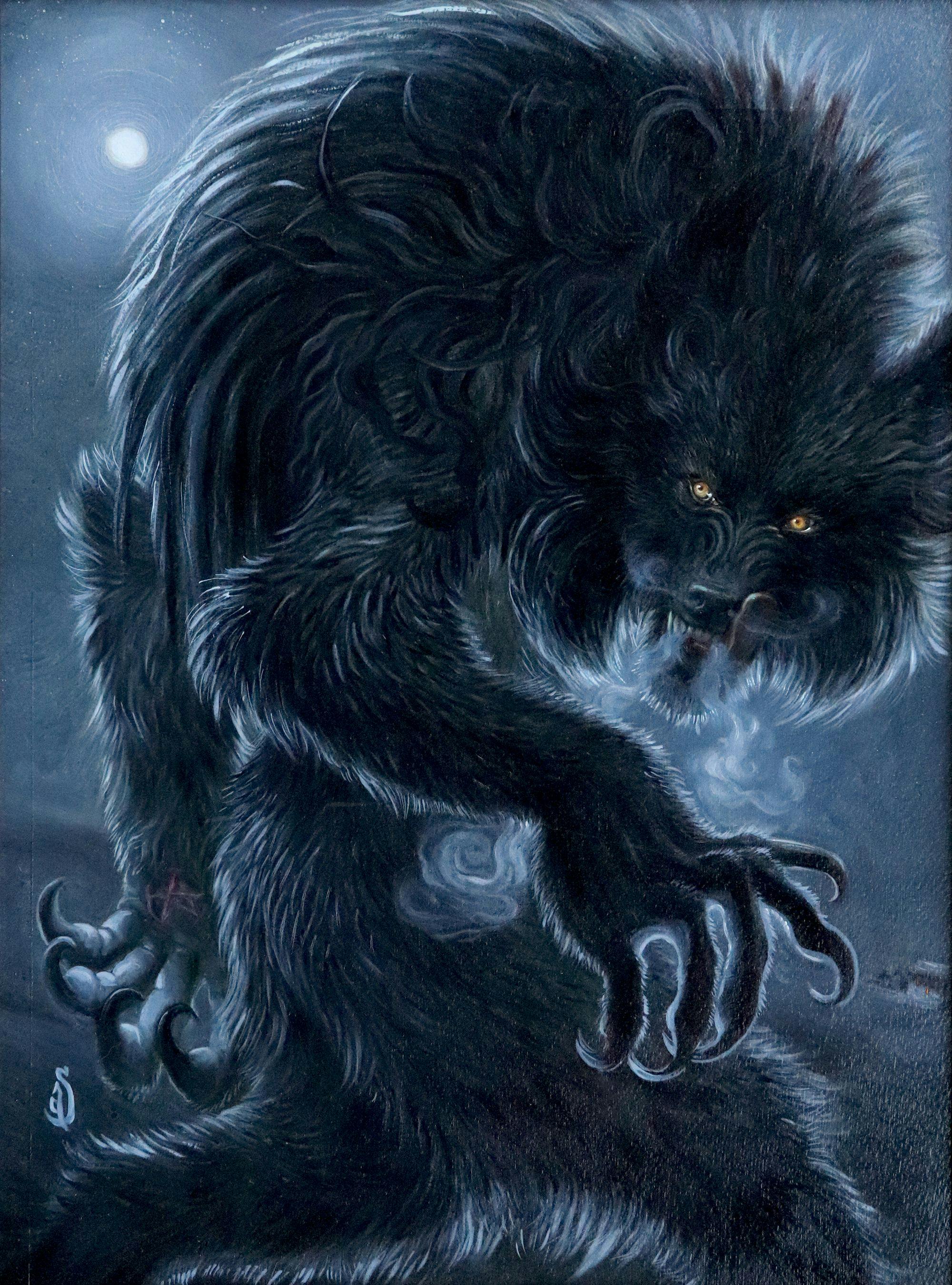 A hunched werewolf