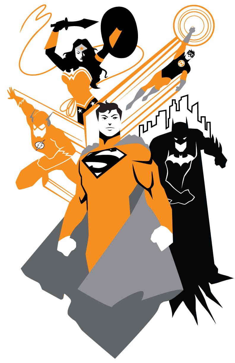 An illustration of DC characters