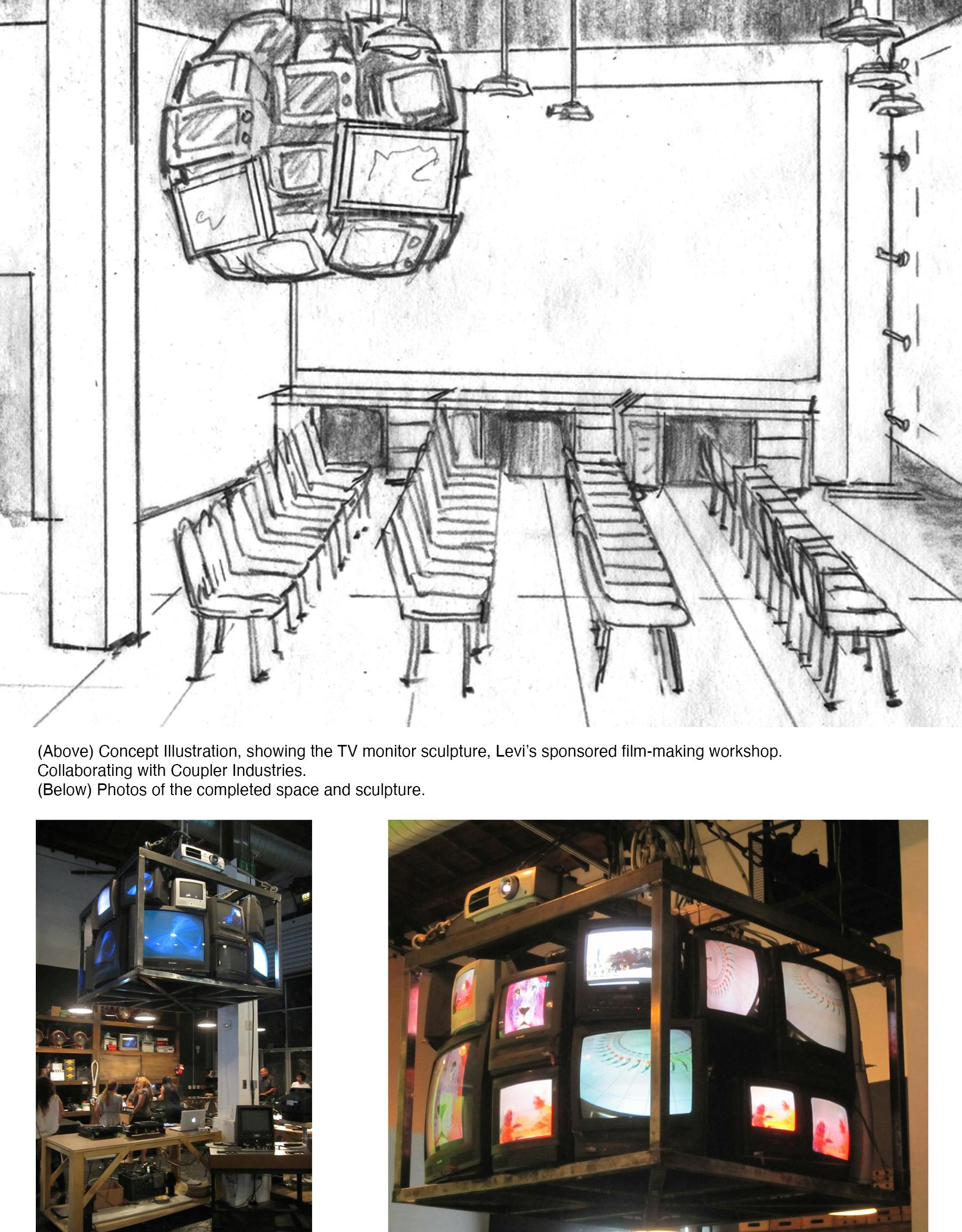 Concept sketch of a TV chandelier