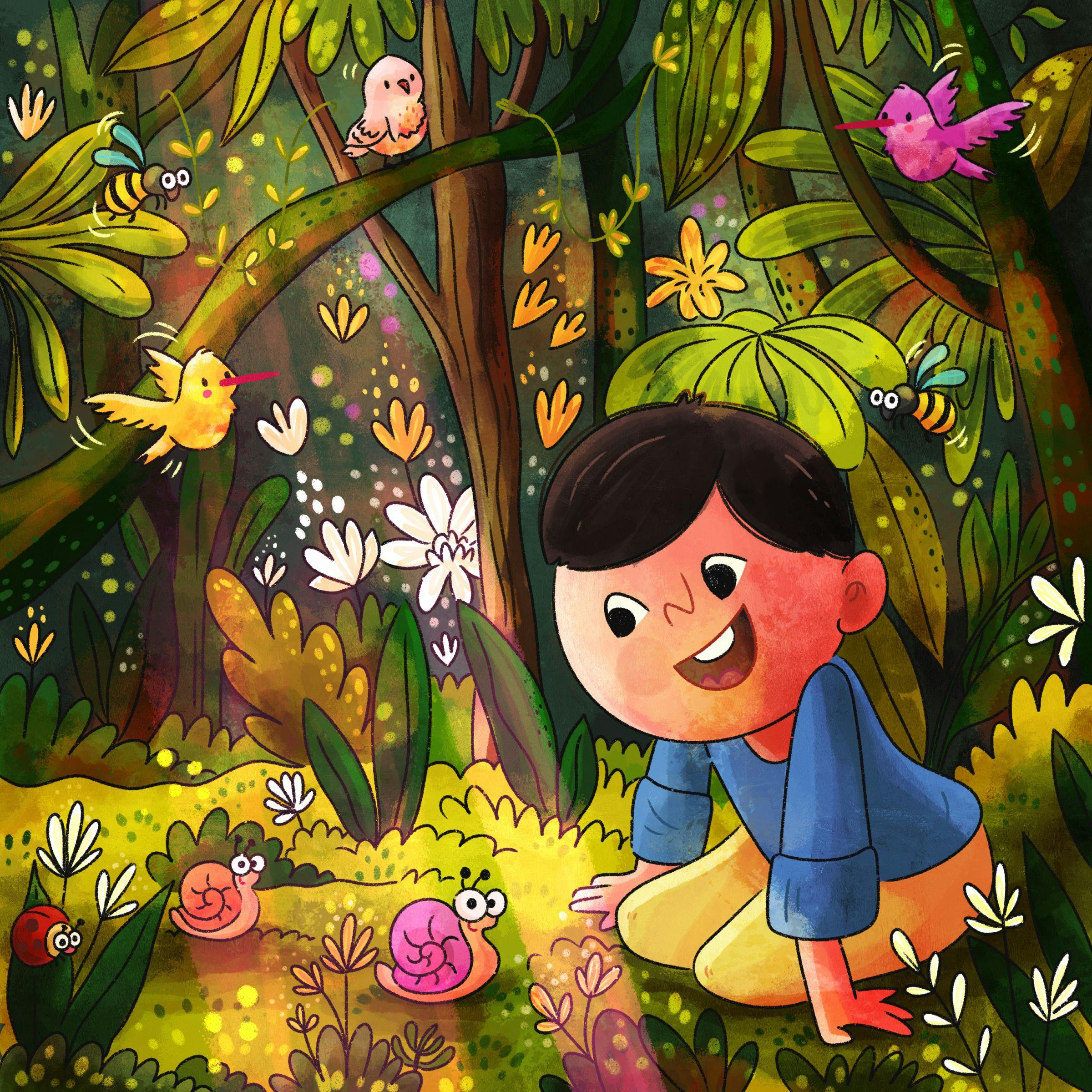 A boy in the woods