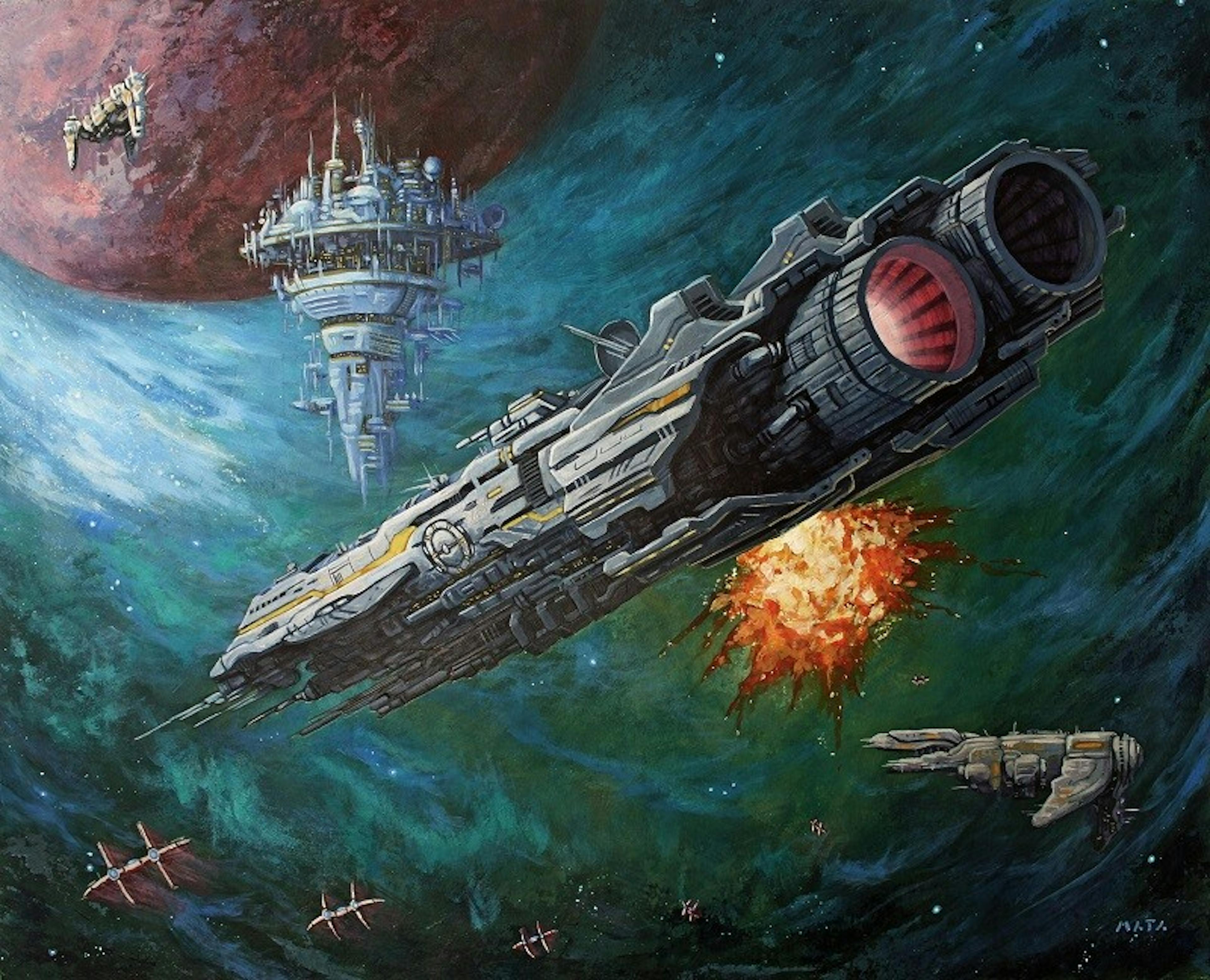 A space ship under attack